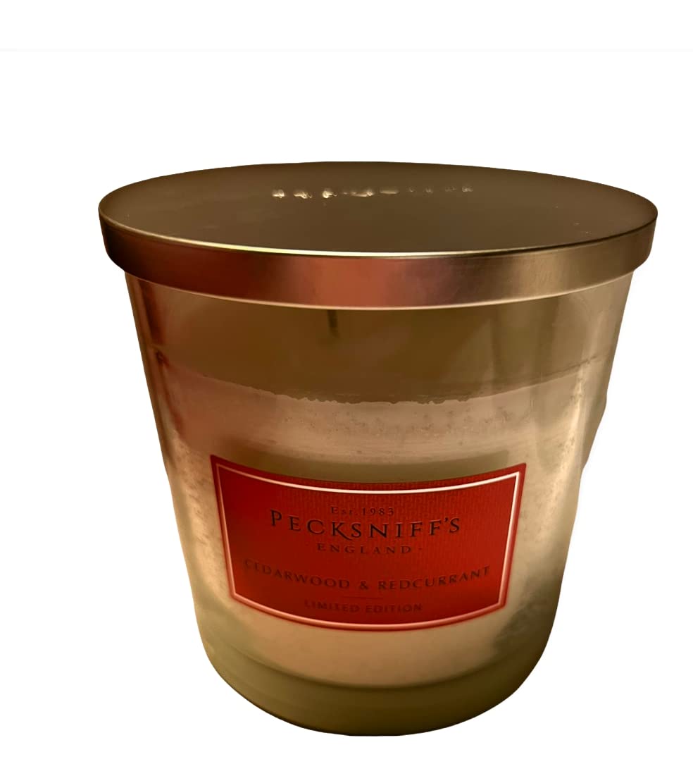 Pecksniffs Holiday Scented Candles - Limited Edition Cedarwood & Redcurrant Aroma, 18.1oz Handmade in England with Elegant Metal Lid | Perfect for Christmas Gifts, Home Decor & Relaxation