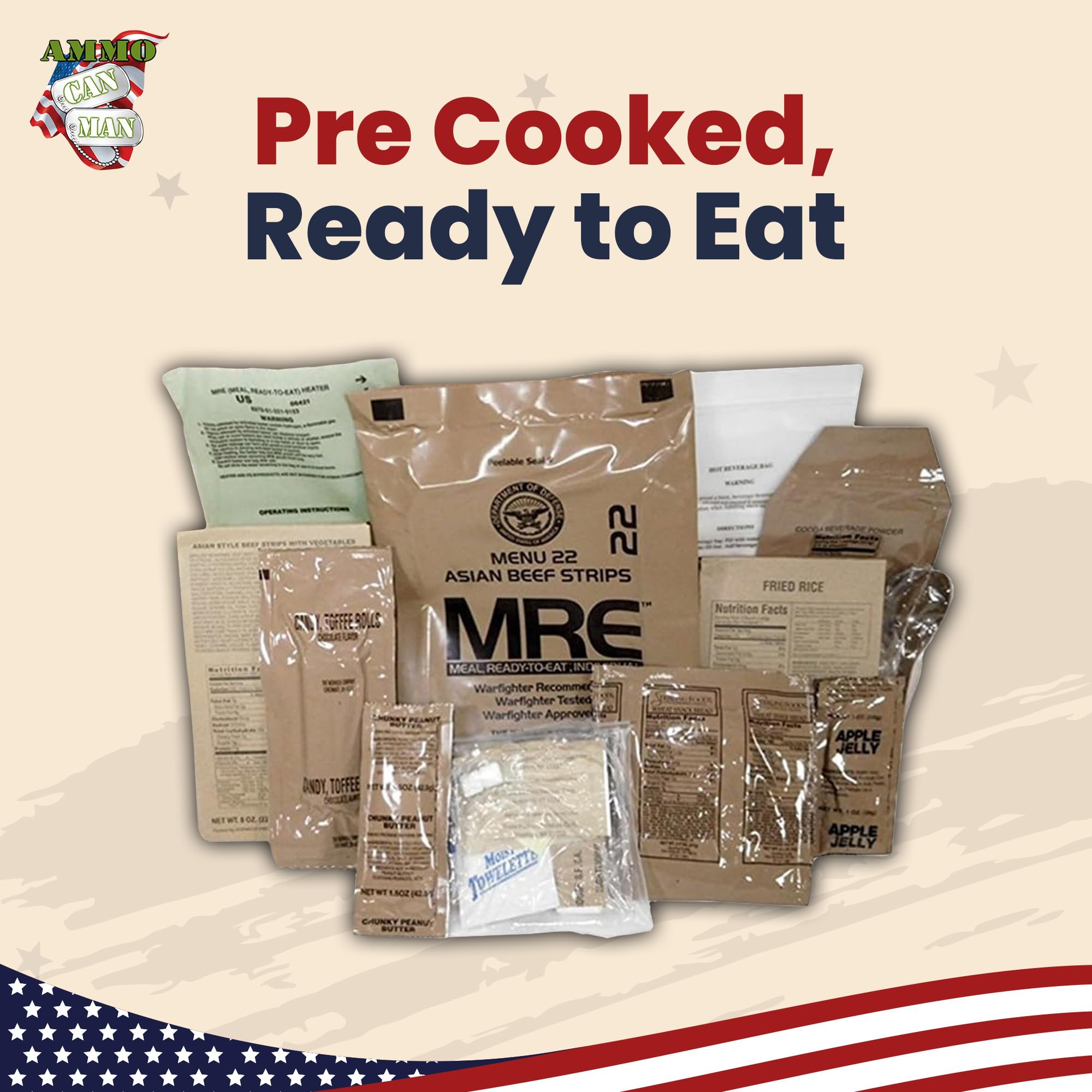 12 Pack U.S. Military MRE Meals Ready to Eat - Flameless Heater Included | Freeze Dried Entrees & Side Dishes | Emergency Food Supply for Survival, Camping, Hiking & Outdoor Adventures | 2023 Inspection Date