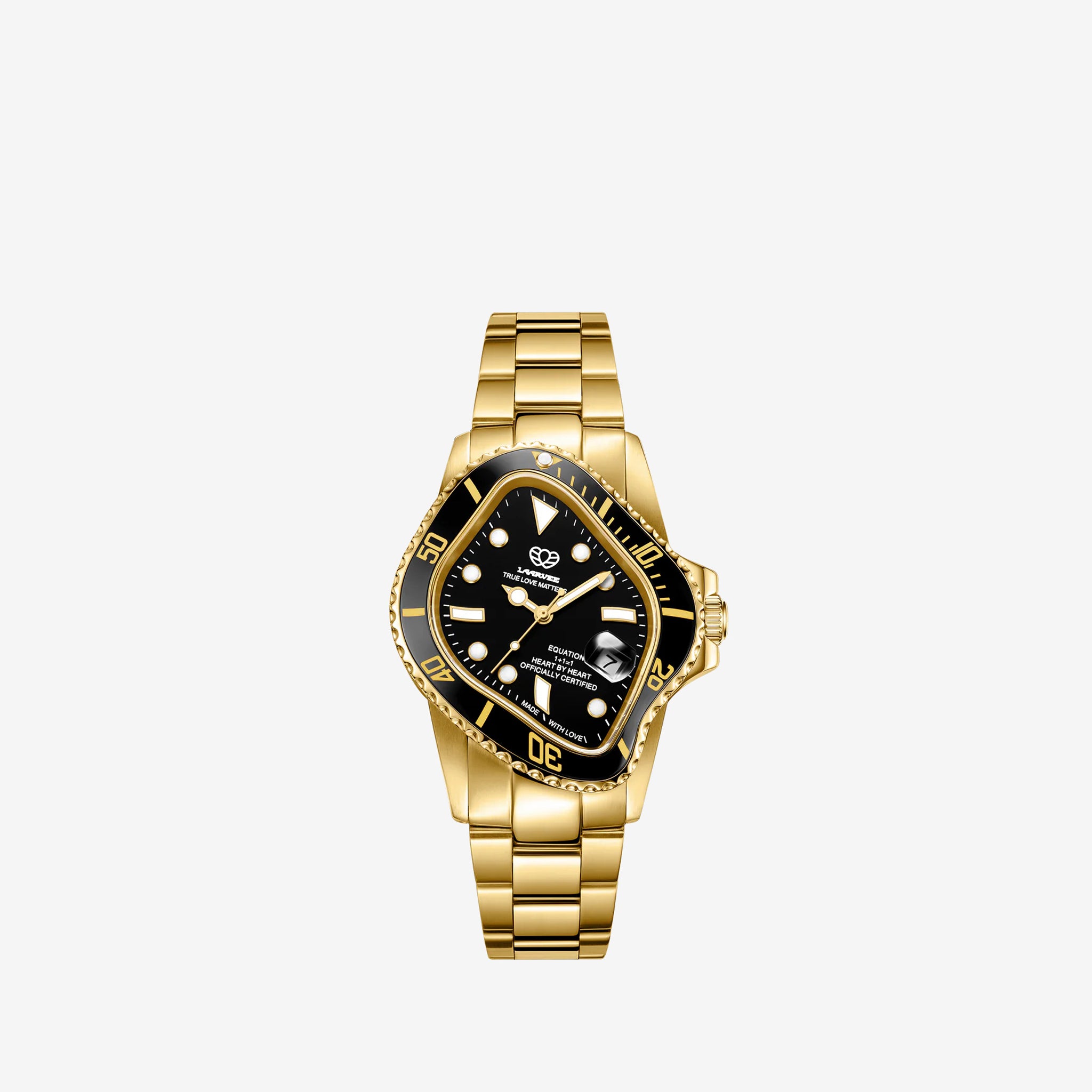 PEA001 Golden Precision Steel Watch with Black Bezel & Dial - 40mm Men's Luxury Dress Watch for Business, Formal Events & Everyday Wear
