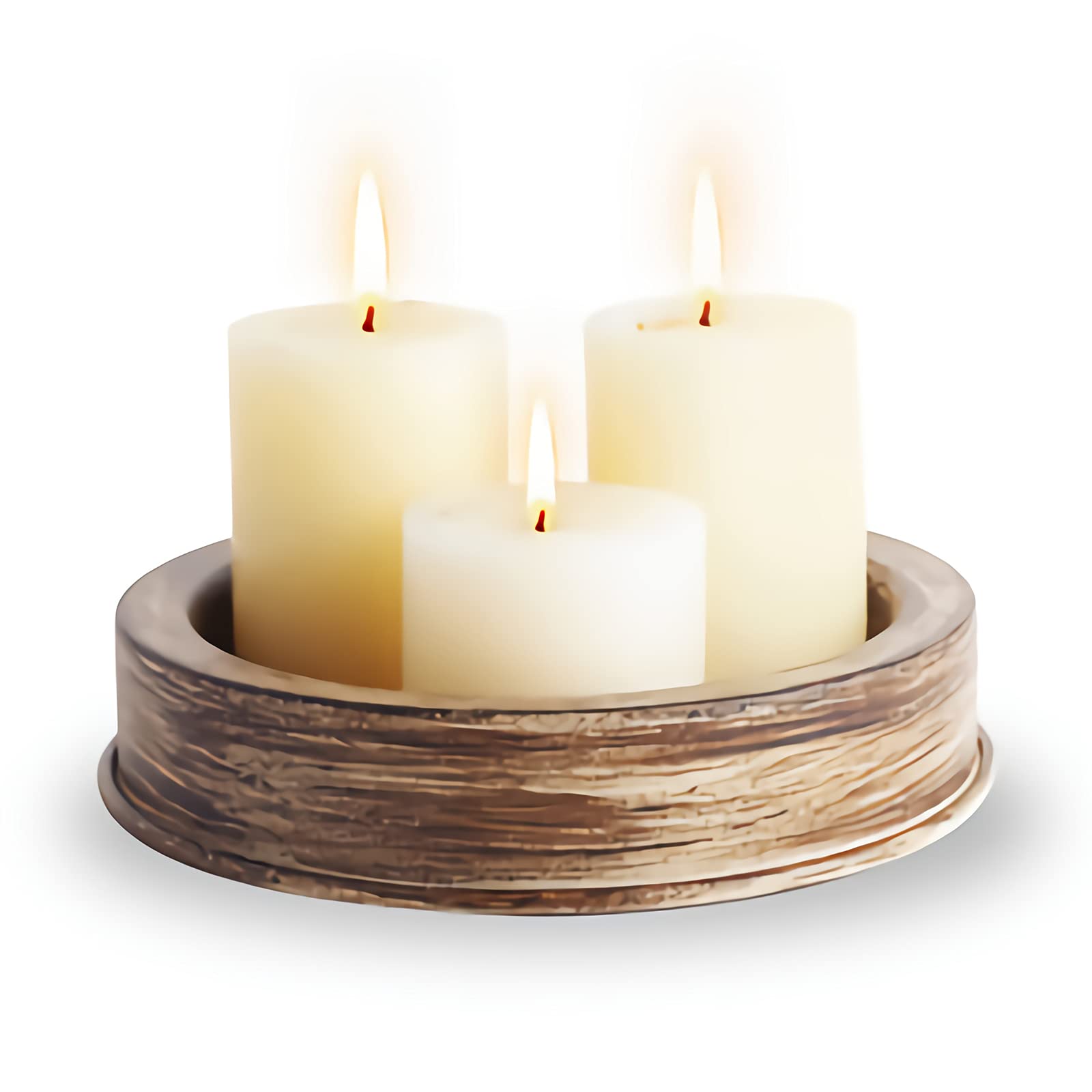 Rustic Black Candle Holder Tray - Natural Wood Candle Stand for Home Decor, Christmas, Halloween, Wedding Centerpiece - Perfect for Coffee Table, Dining Table, and Fireplace Mantle Decor (Large Size)