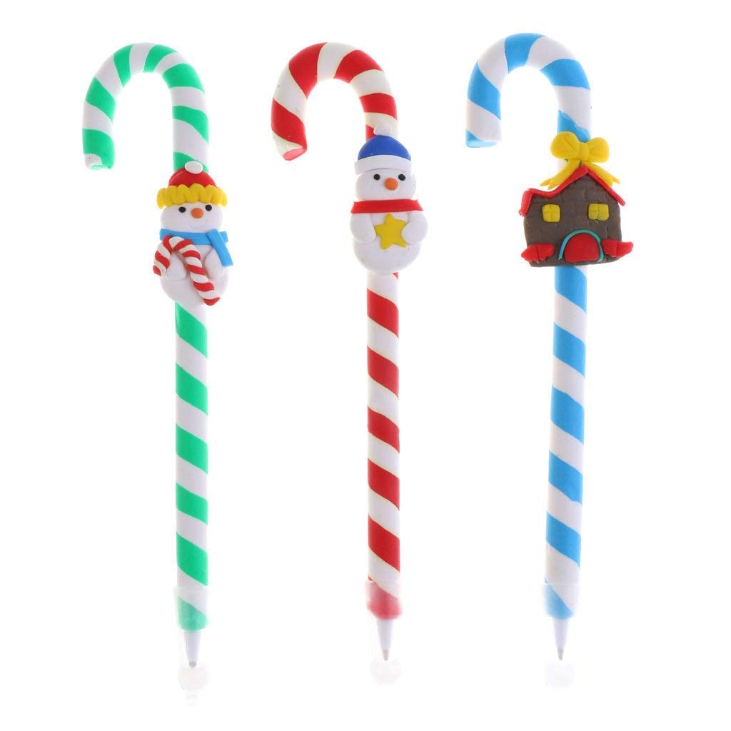 10-Pack Christmas Santa Claus Candy Cane Ballpoint Pens - Festive Holiday Party Favors, Office & School Supplies, Random Colors - Perfect for Gifts, Stocking Stuffers & Christmas Celebrations