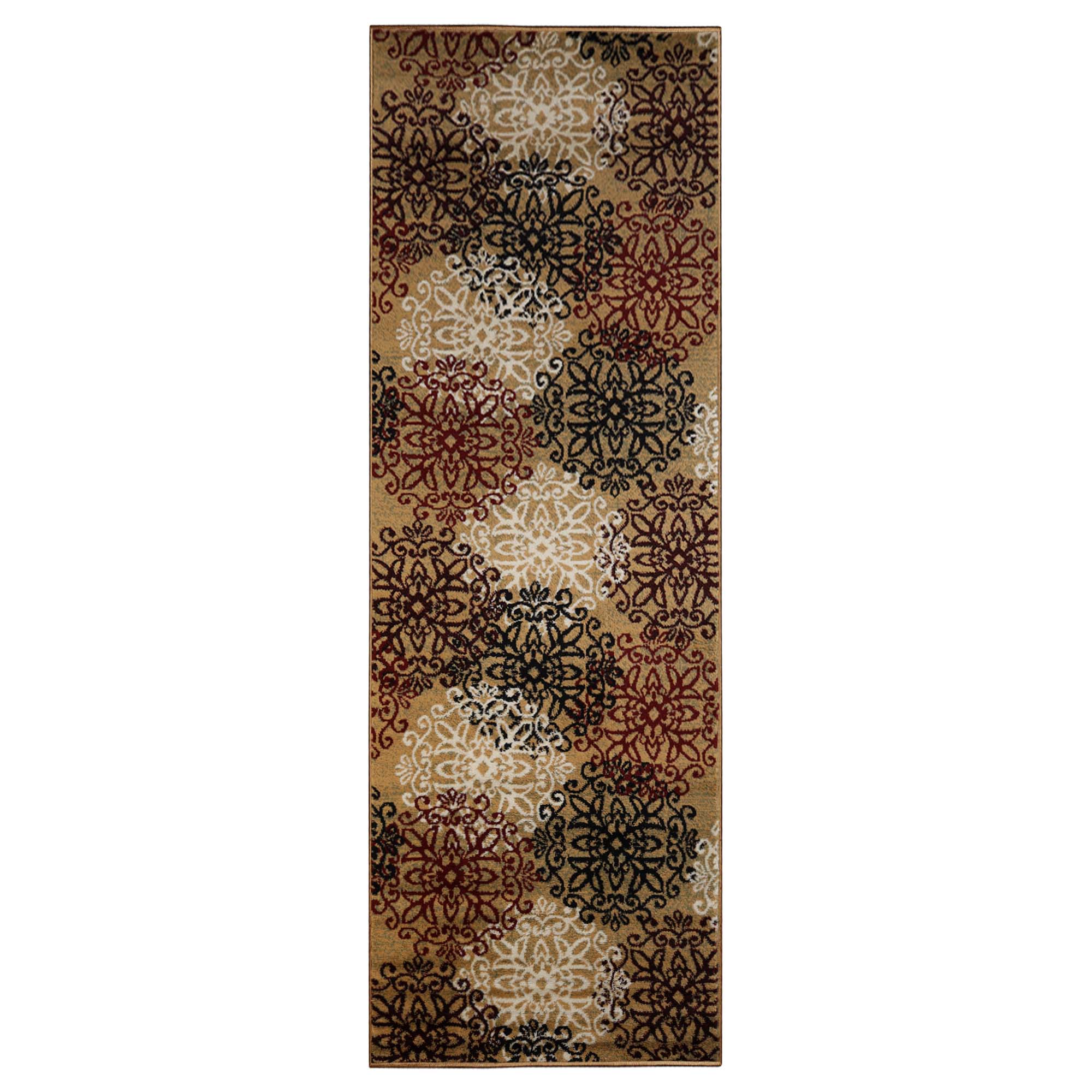 Leigh Traditional Floral Scroll Indoor Area Rugs & Runner Rugs - Non-Slip Soft Living Room Bedroom Decor Carpet