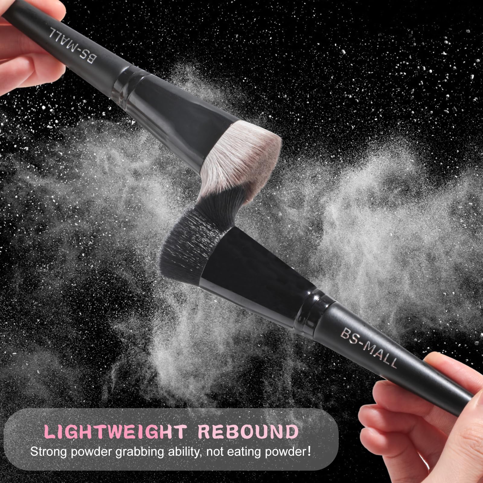 BS-MALL Professional Foundation Makeup Brush Set - 2 Pack Soft Synthetic Kabuki Brushes for Flawless Liquid & Powder Application | Home, Travel & On-the-Go Makeup Kit Essentials
