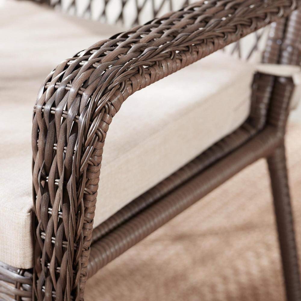 Mix and Match Wicker Outdoor Patio Lounge Chairs with Putty Tan Cushions (2-Pack) - Weather-Resistant Rattan Furniture for Poolside, Garden, or Backyard Relaxation