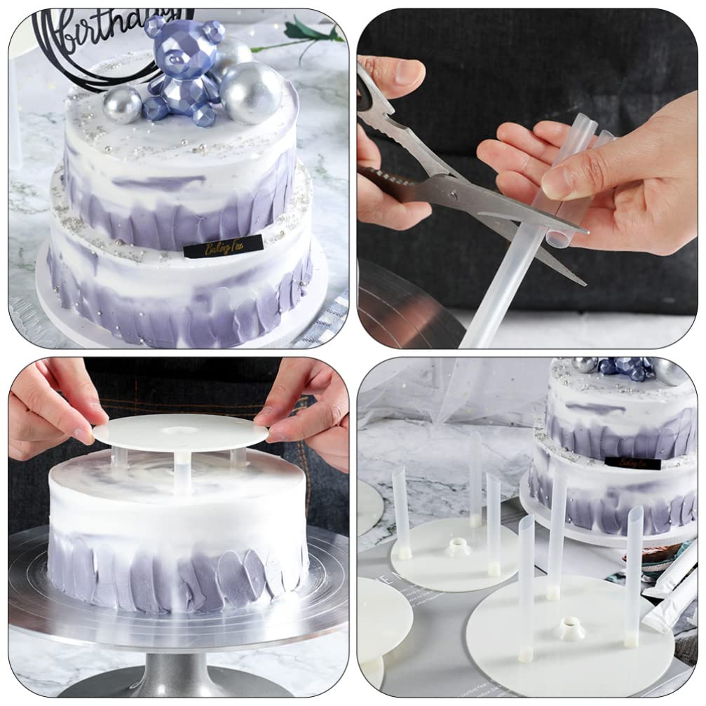Operitacx 6-Piece Reusable Cake Tier Support Kit - Sturdy Cake Stacking Dowels & Boards for Tiered Cake Construction - Perfect for Wedding, Birthday & Special Occasion Baking Supplies