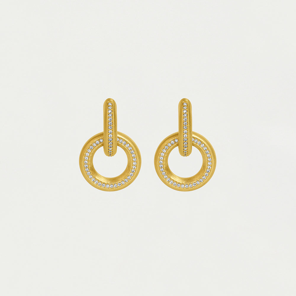 Colette Gold Pave Drop Earrings for Women – Elegant Dangling Jewelry for Parties, Weddings & Special Occasions