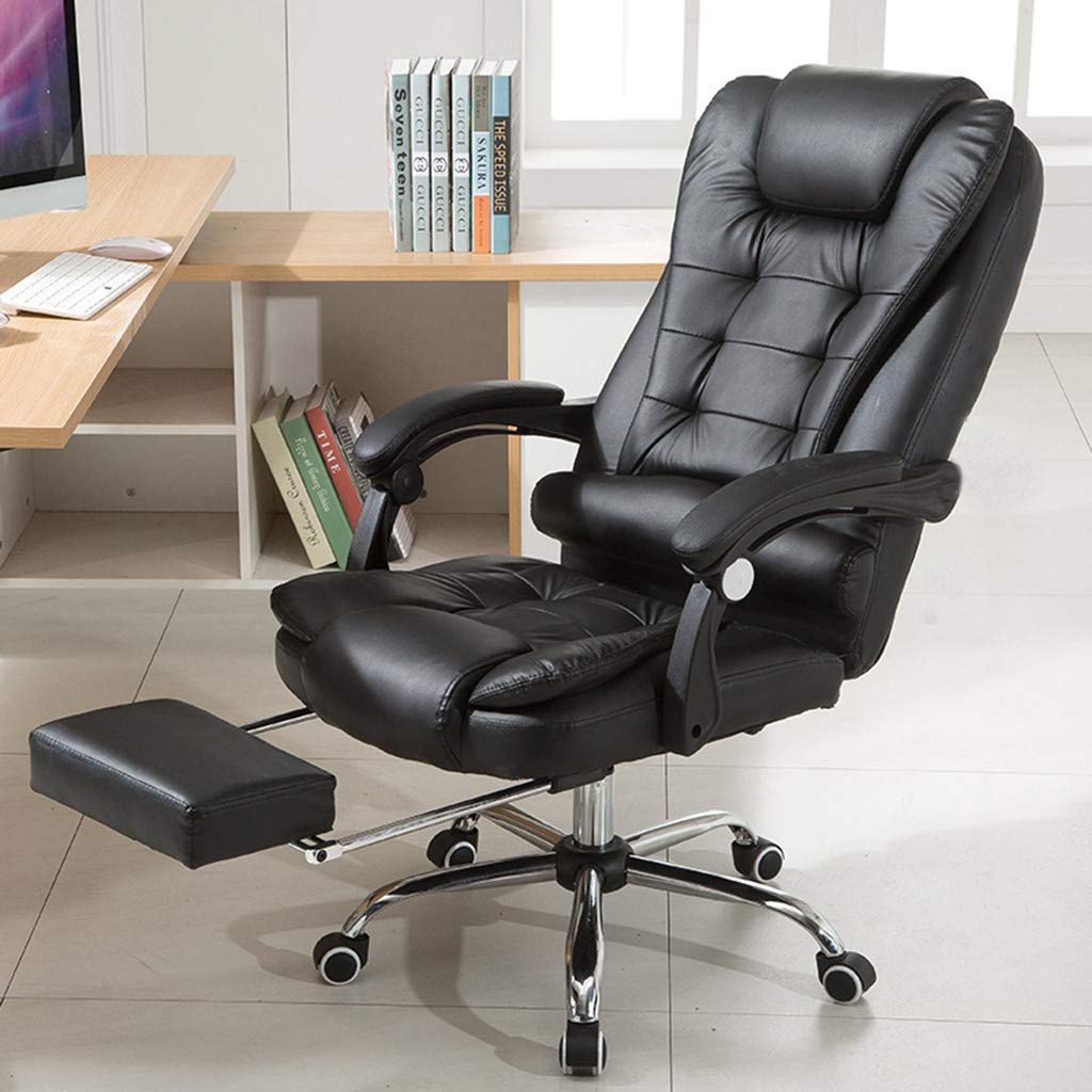 Ergonomic Mesh Office Chair with Adjustable Height - Swivel Computer Desk Chair for Back Pain Relief - Leather Gaming Chair for Home & Office Use - Black Rolling Task Chair for Comfort & Support