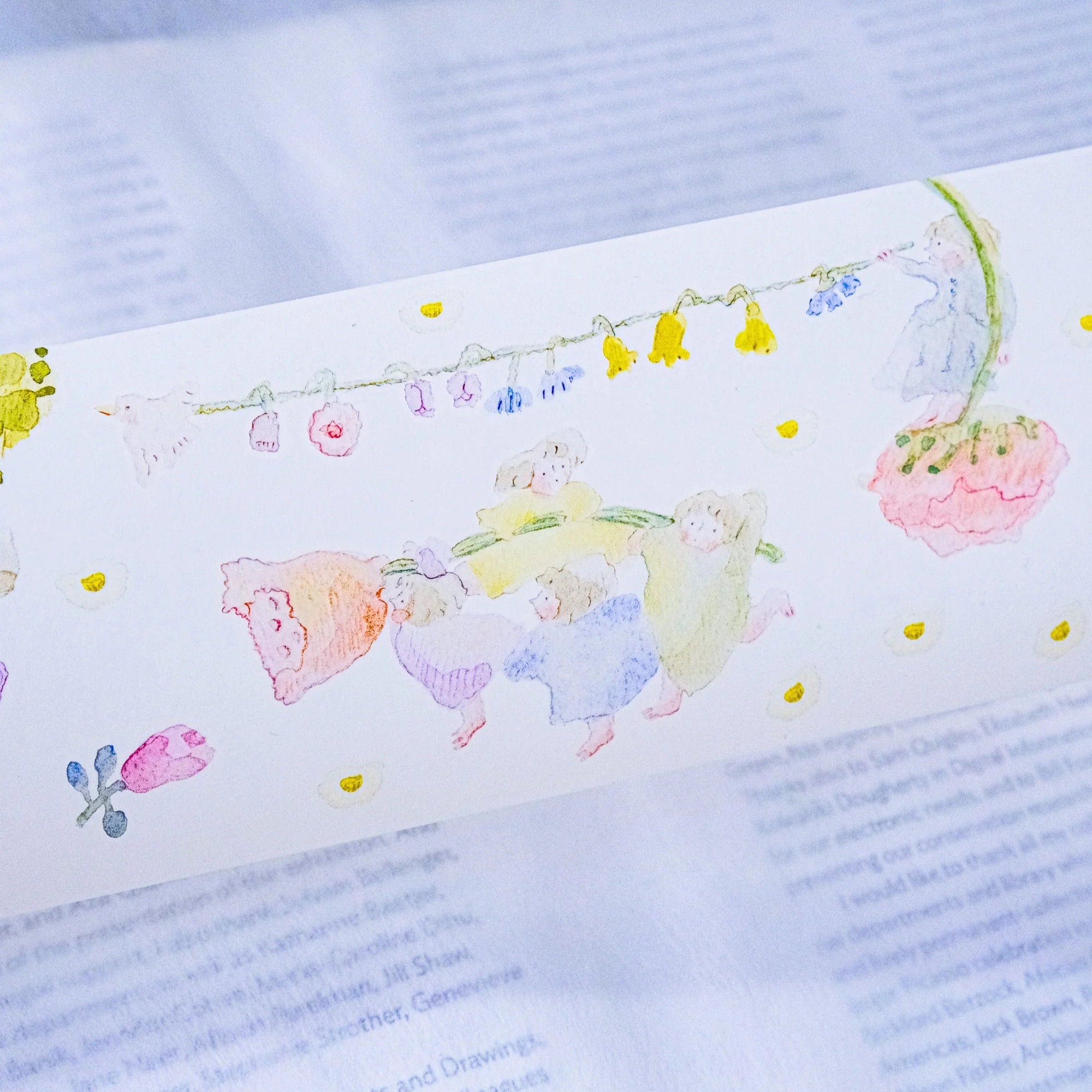 Dodolulu Washi Tape - The Sound of Spring Floral Design, Decorative Japanese Paper Tape for Scrapbooking, Journaling, DIY Crafts, and Home Decor