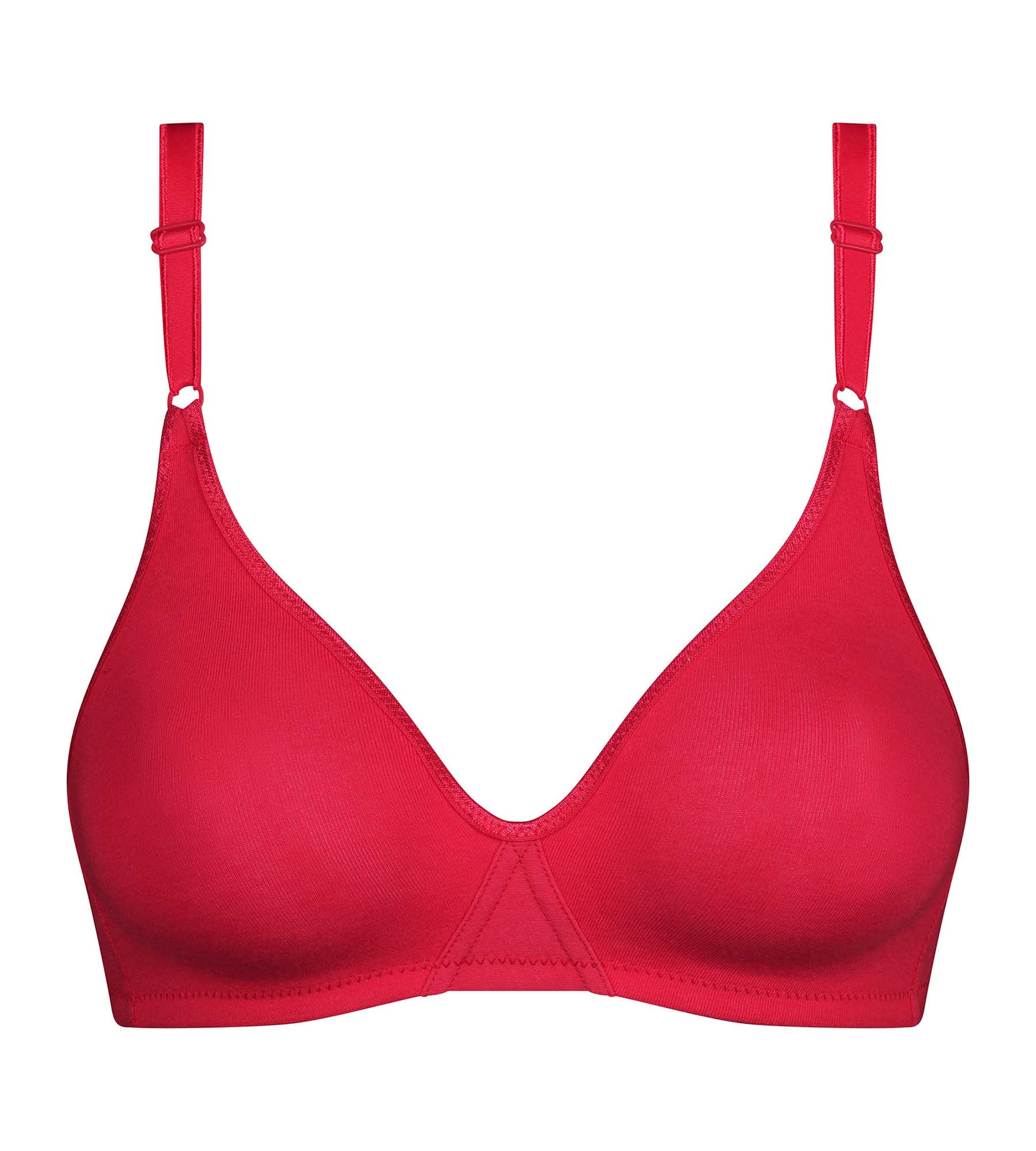 Red Triangle Bralette Wireless Cotton Bra - Comfortable Seamless Underwire-Free Lingerie for Everyday Wear, Yoga, and Lounge