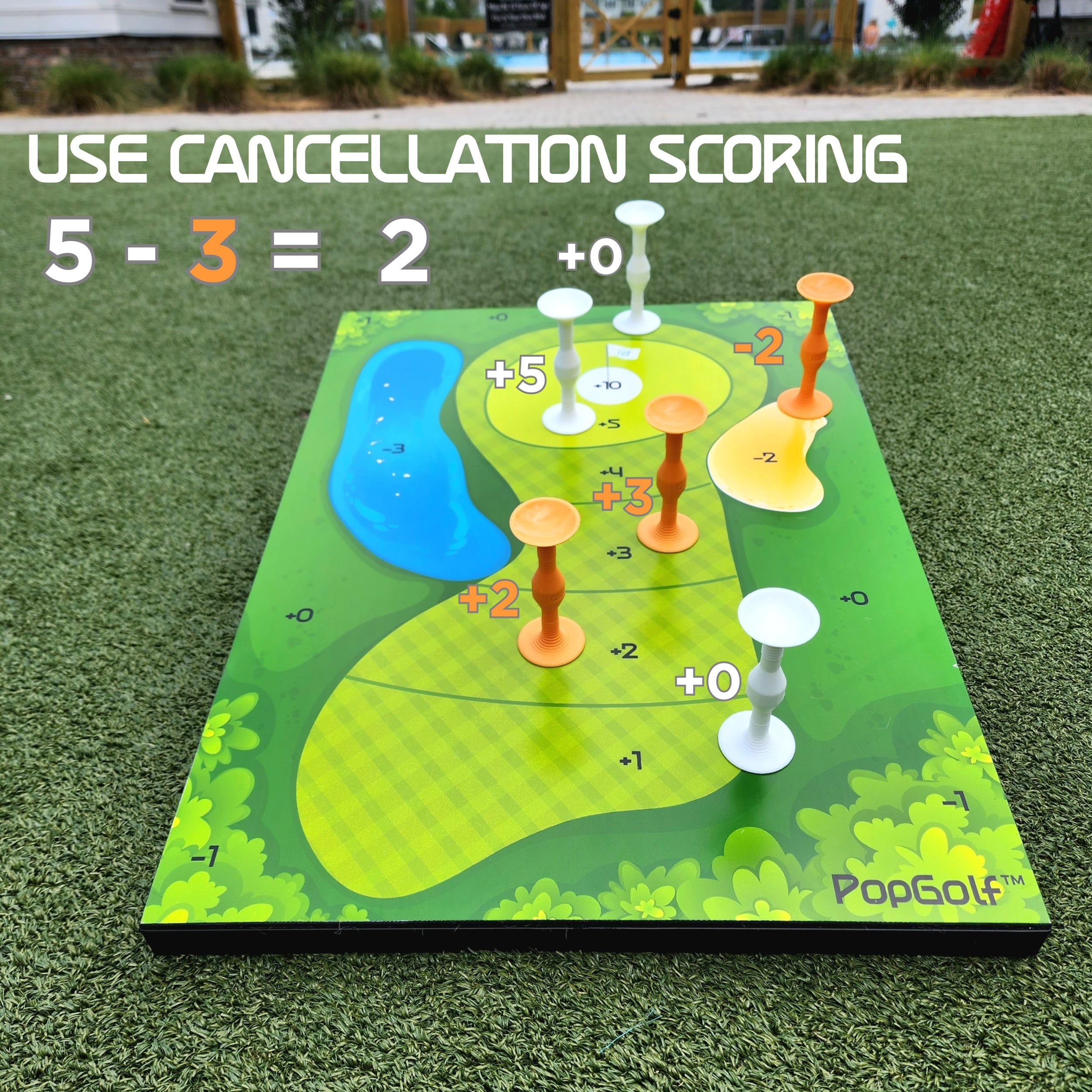 PopGolf Board Game Set with All-Weather Board, Exclusive PopGolf Darts, Travel Case & Score Keeper - Fun Backyard, Indoor & Outdoor Family Game - Perfect Alternative to Cornhole - Great for Parties, BBQs, Camping & Tailgating