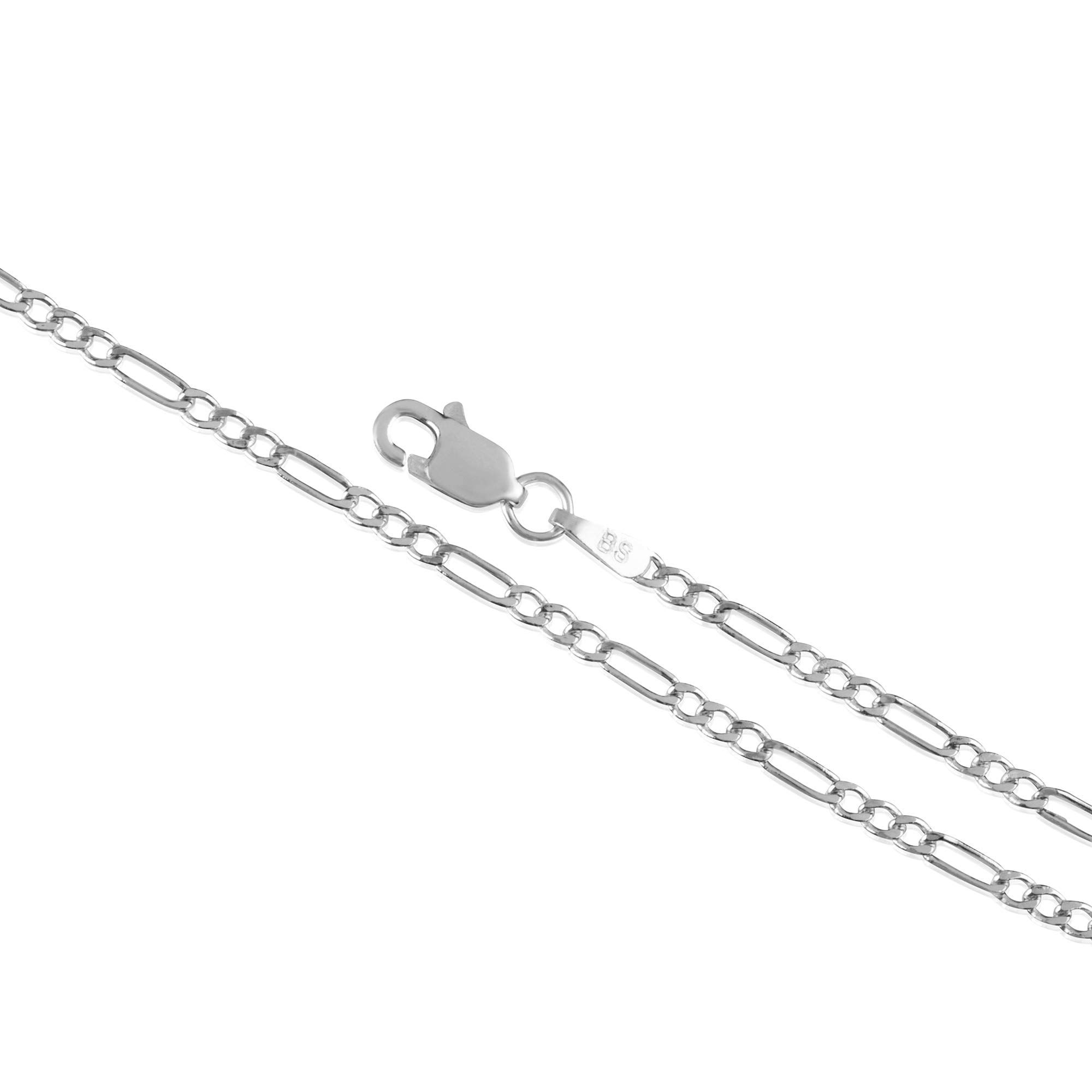 10K Gold Figaro Chain Necklace & Bracelet Set for Men & Women - Unisex 2MM Flat Link Jewelry (14