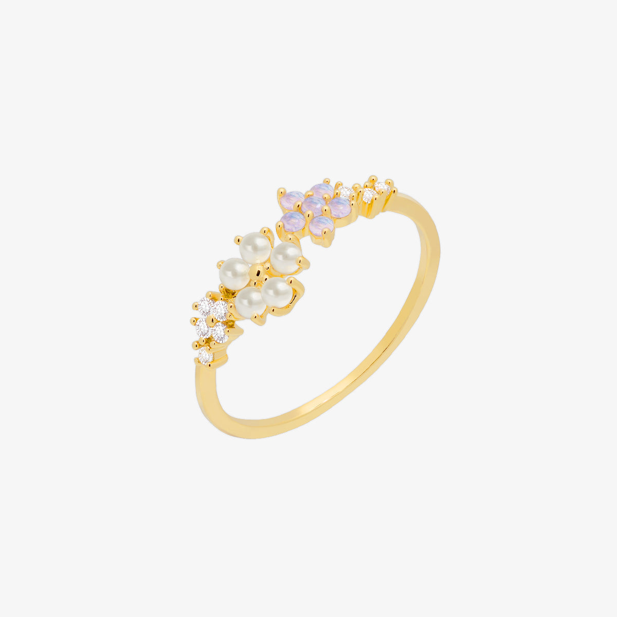 Moonstone & Pearl Flower Adjustable Ring for Women - Elegant Boho Jewelry for Everyday Wear, Wedding, Party & Special Occasions