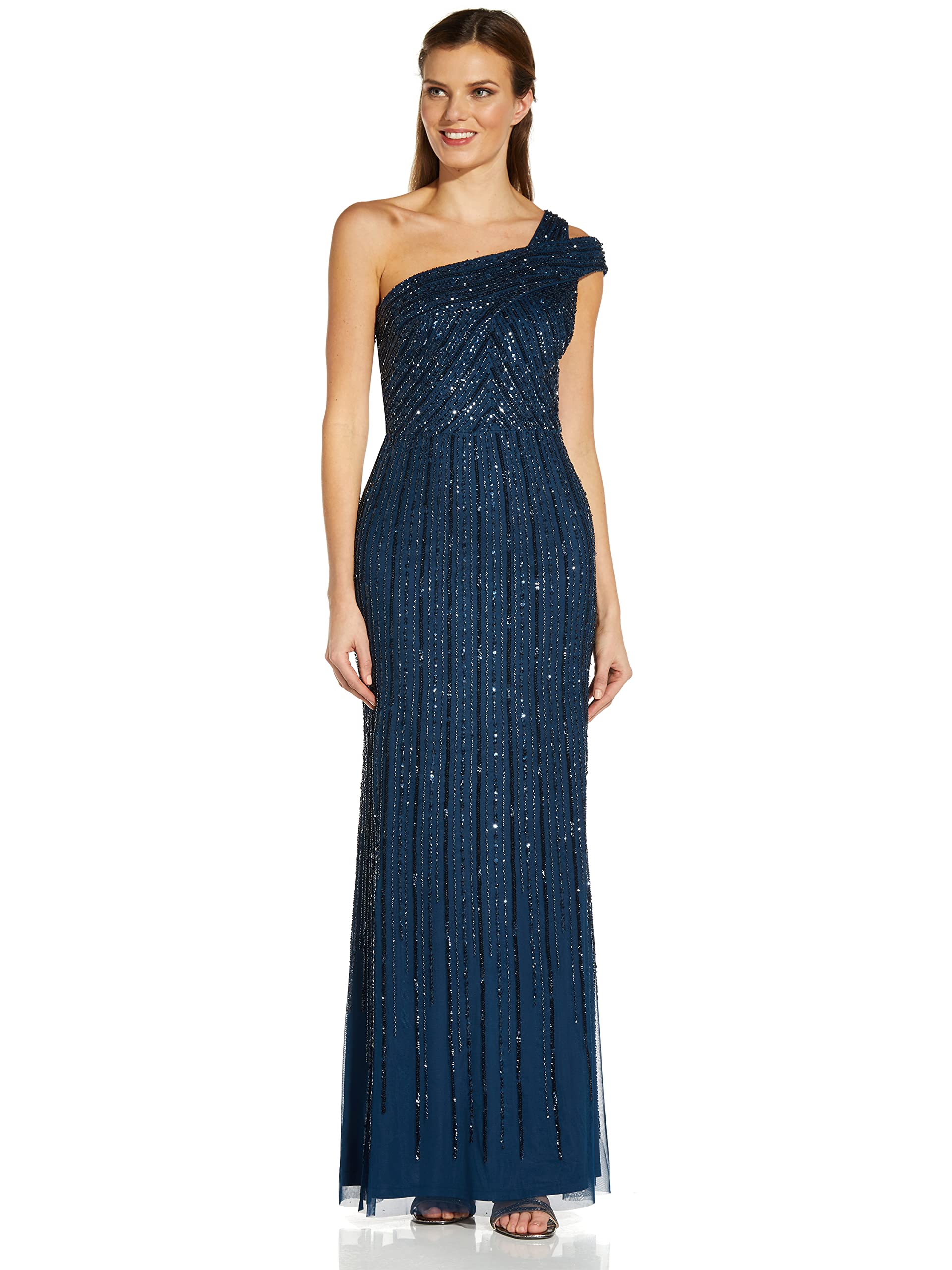 Adrianna Papell Women's Beaded Mermaid Gown - Elegant Evening Dress for Prom, Wedding & Formal Events