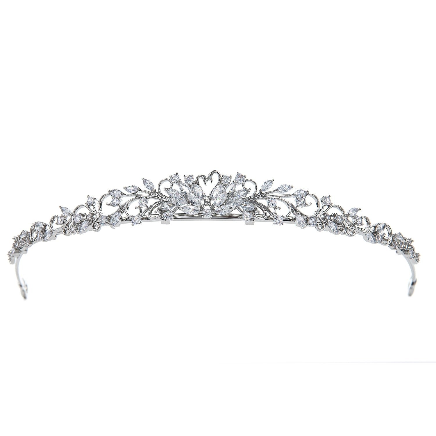 Silver Rose Flower Zirconia Tiara - Elegant Flower Girl Crown, Rhinestone Diadem Hair Accessories for Weddings, Birthday Parties & Special Occasions