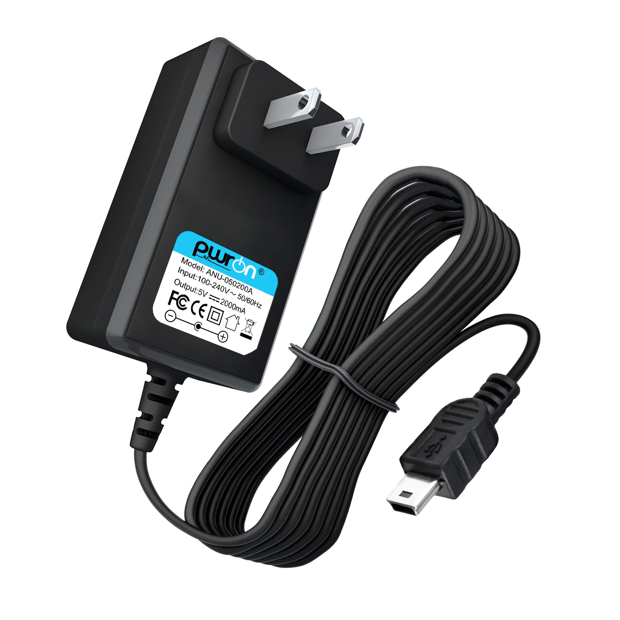 PwrON 6.6 FT Long 5V Mini USB AC to DC Power Adapter Charger for Creative Zen MP3 MP4 Player - Fast Charging, Universal Compatibility - Perfect for Home, Office, and Travel Use