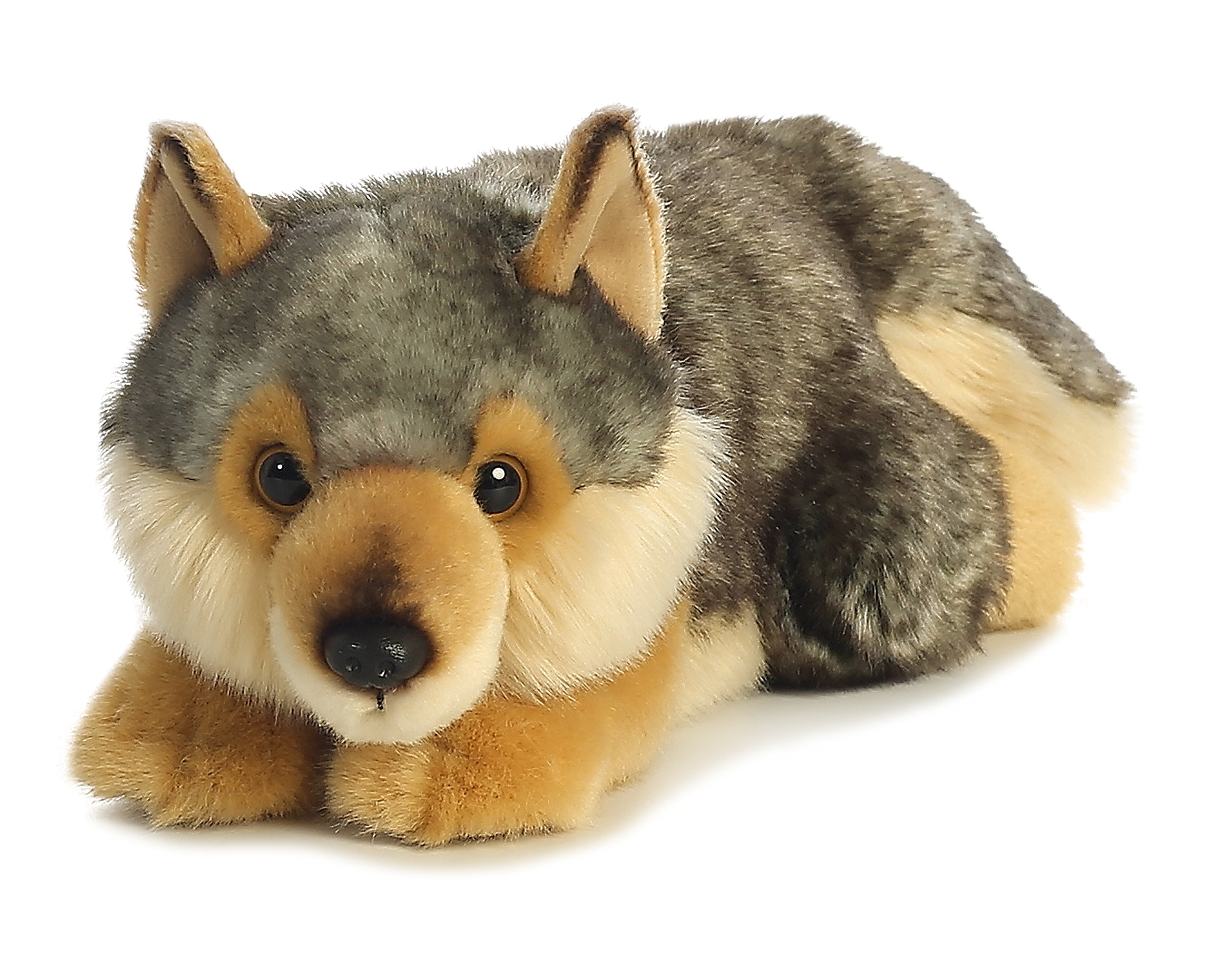 Aurora® Realistic Miyoni® Lying Wolf Plush Toy - 11