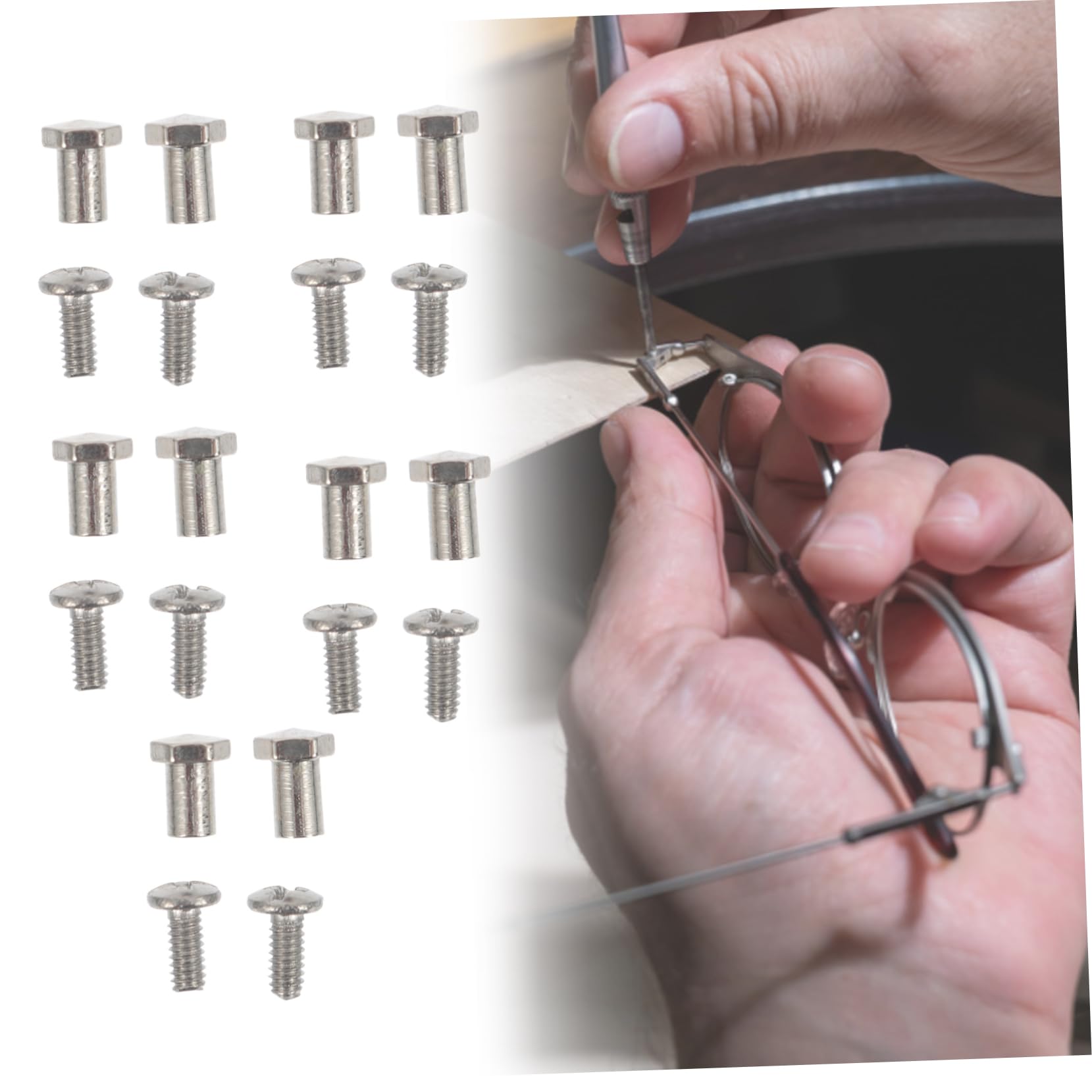 2 Packs Glasses Repair Screws - Flat Head Metal Replacement Screws for Eyeglasses Frames, Tiny Screws for Sunglasses & Reading Glasses - Perfect for DIY Glasses Repair at Home or Office