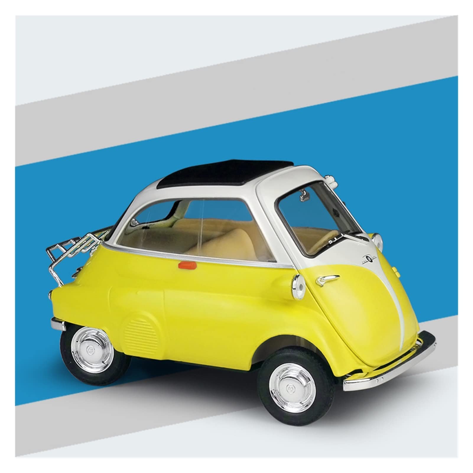 1/24 Scale BMW Isetta Alloy Car Model - Yellow Vintage Miniature Toy for Kids, Adults Collectors & Nostalgic Gifts | Birthday Party Favors, Home Decor, Office Display