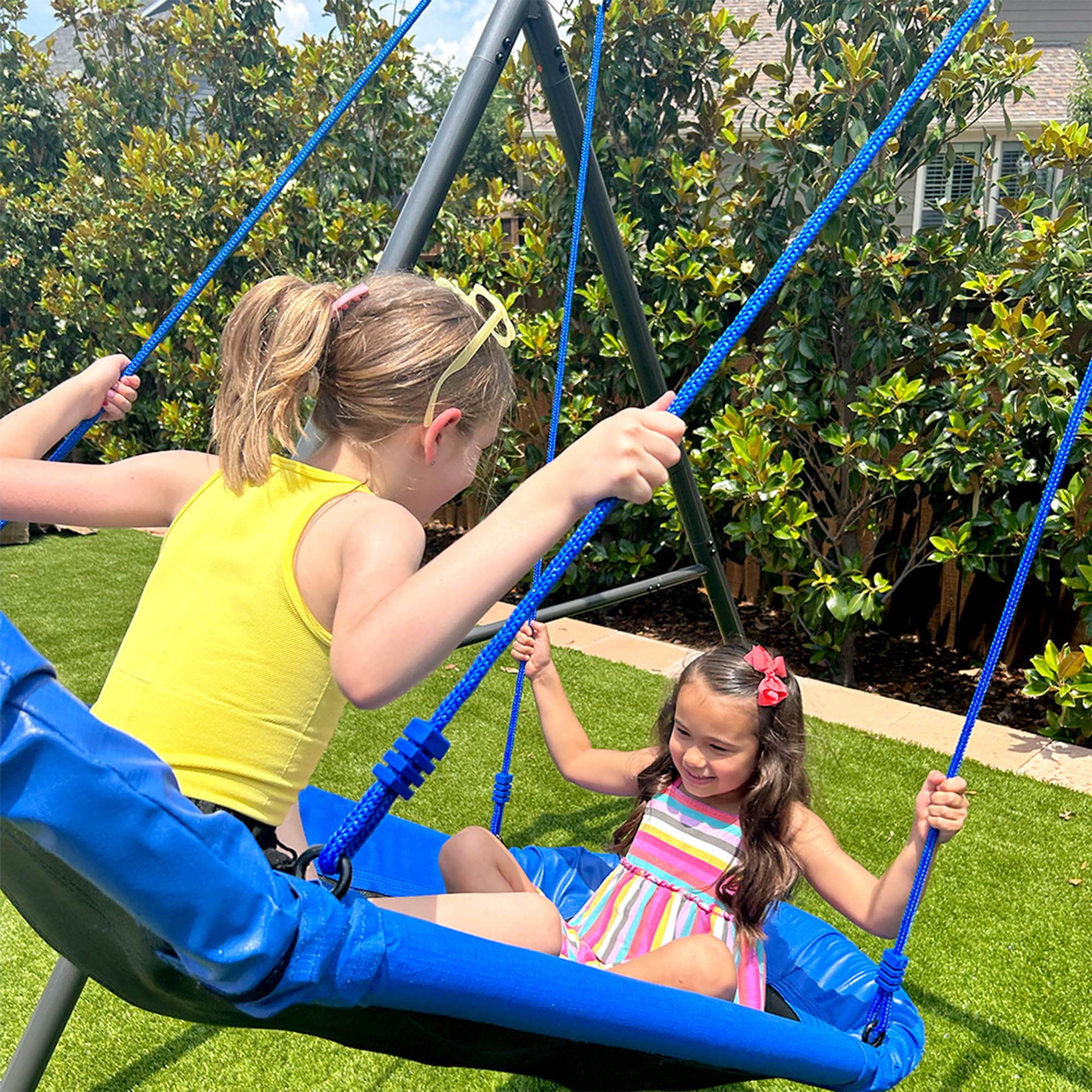 FlyMax Two-Seater Tree Swing - 65” x 26” Outdoor Double Platform Swing for Backyard, Garden & Parks (Swingset Frame Not Included) - Perfect for Family Fun, Relaxation & Outdoor Activities