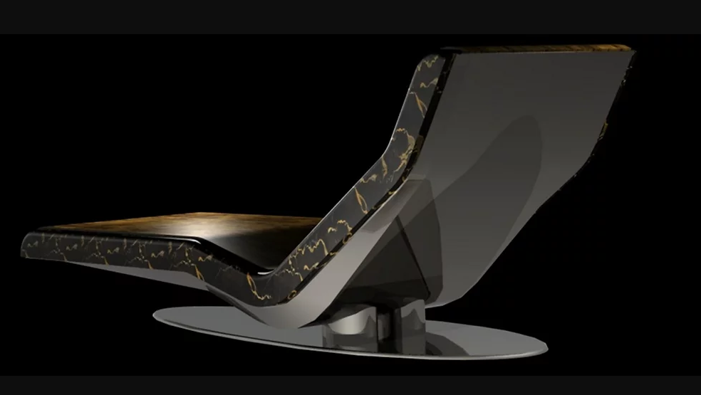 Caesar Infrared Heated Chaise Lounger with Empire Tiger's Eye Stone by Fabio Alemanno - Luxury Outdoor Patio Furniture for Relaxation & Wellness
