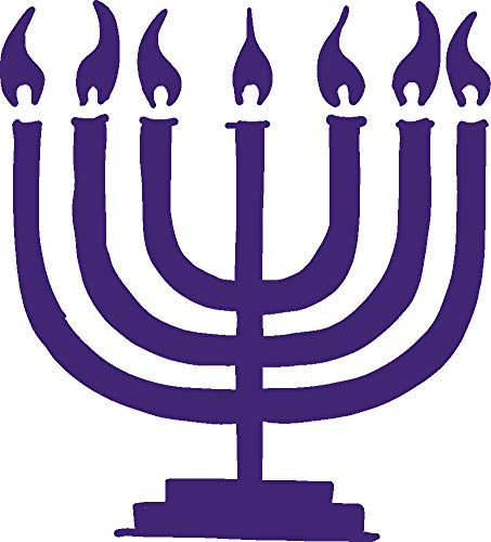 5 Inch Menorah Vinyl Decal - Durable 2.5mm Thick Outdoor-Grade Vinyl Sticker - Perfect for Cars, Trucks, Windows, Laptops & Tablets - Vibrant Purple Design for Hanukkah Decorations & Jewish Holiday Celebrations