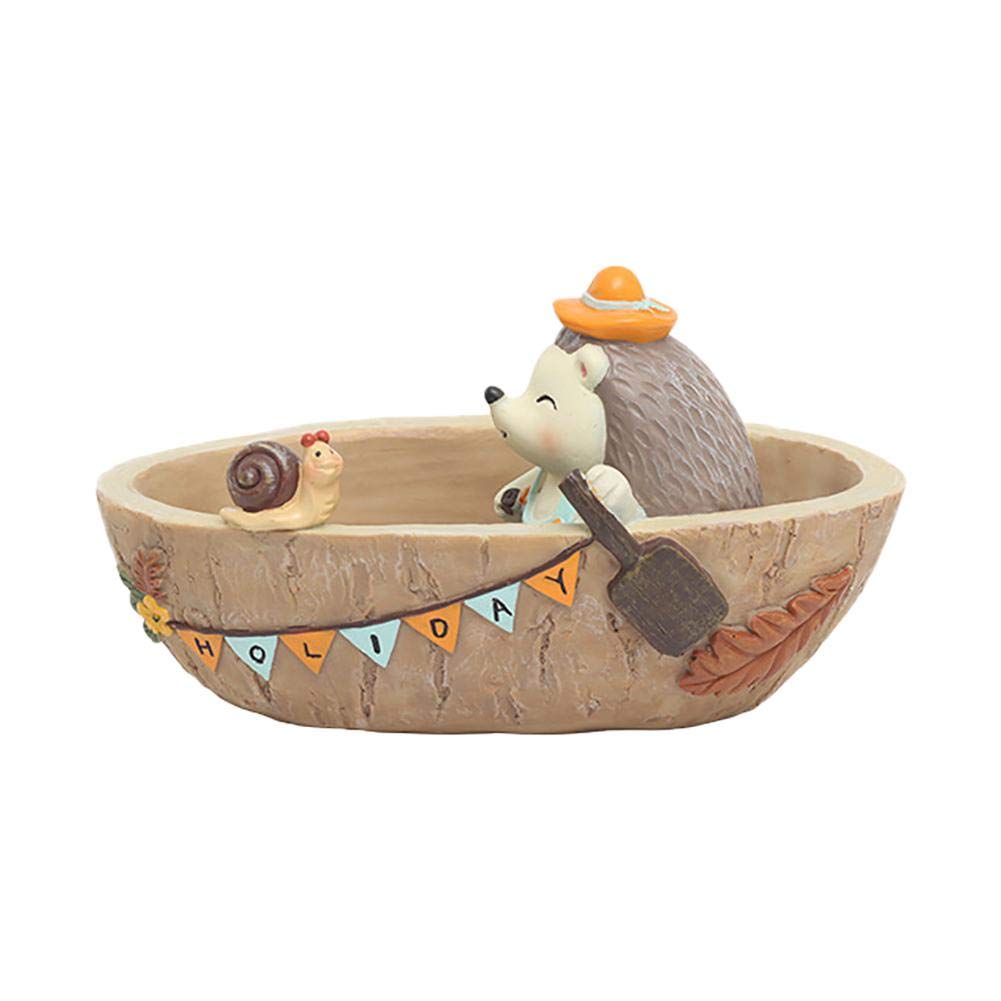 Adaap Succulent Pot - Resin Cactus Planter with Hedgehog & Boat Design - Indoor/Outdoor Garden Flower Pots for Home Decor, Office Desk & Gift Ideas