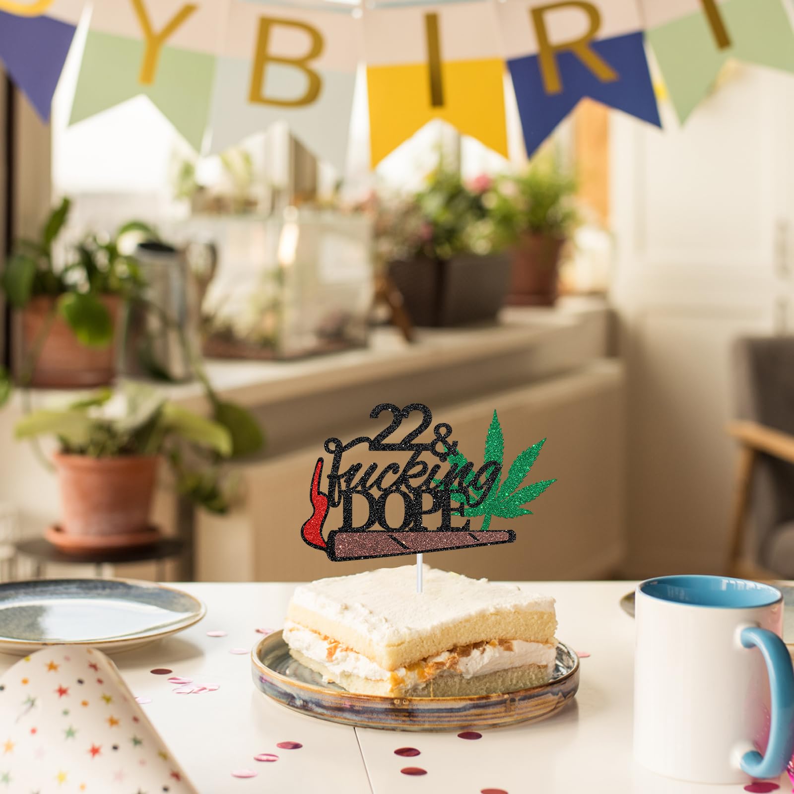 22nd Birthday Cake Topper - Black Glitter 'Have A Dope 22nd Birthday' & '22 & Fabulous' Decorations for Boys & Girls | Perfect for Birthday Cakes, Cupcakes & Party Decorations
