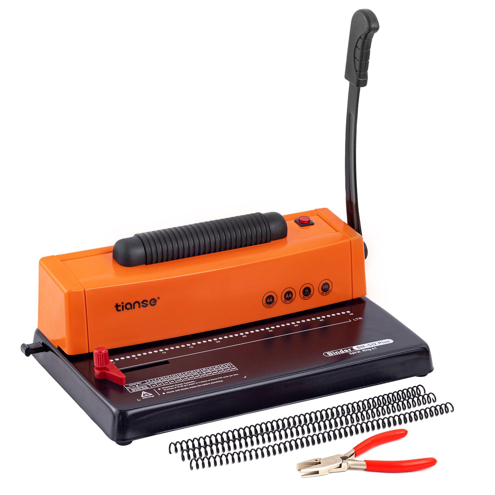 TIANSE Manual Spiral Coil Binding Machine with Electric Coil Inserter - Perfect for Letter, A4 & A5 Size Documents - Ideal for Office, School, and Home DIY Projects
