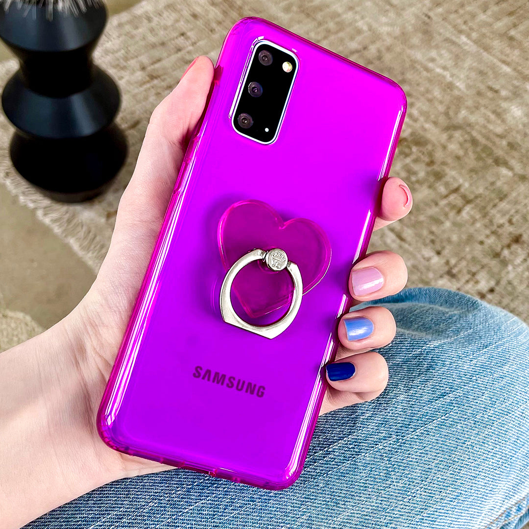 Neon Purple Clear Samsung Phone Case - Shockproof & Scratch-Resistant Protective Cover for Samsung Galaxy [Model] - Perfect for Everyday Use, Travel & Outdoor Activities