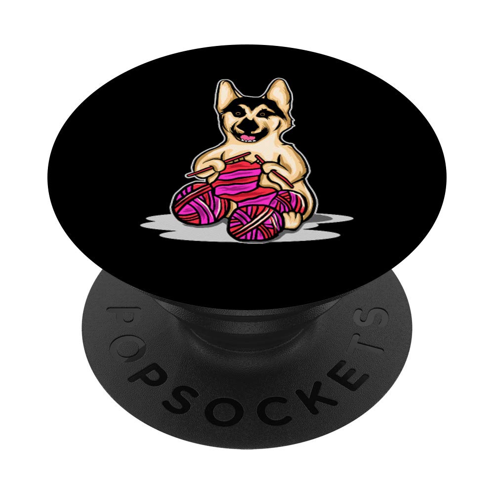 German Shepherd Dog Knitting Yarn PopSockets Grip & Stand for iPhone, Samsung, iPad - Perfect for Crafters, Knitters & Pet Lovers (Home, Office, Travel Use)