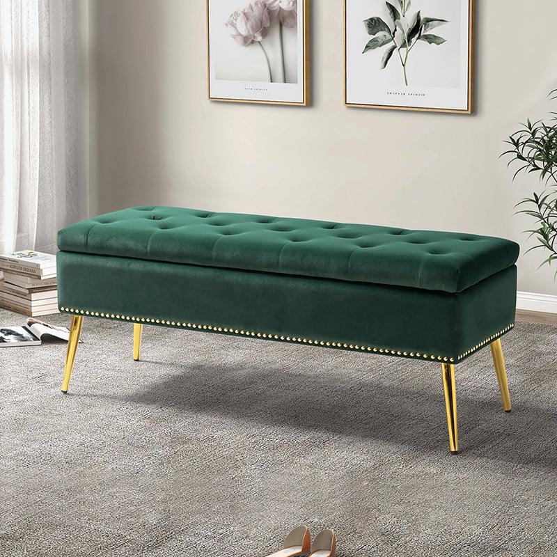 Lenore Upholstered Storage Bench with Cushion Seat - Modern Upholstered Ottoman for Bedroom, Living Room & Entryway - Multi-Functional Storage Furniture for Home Organization