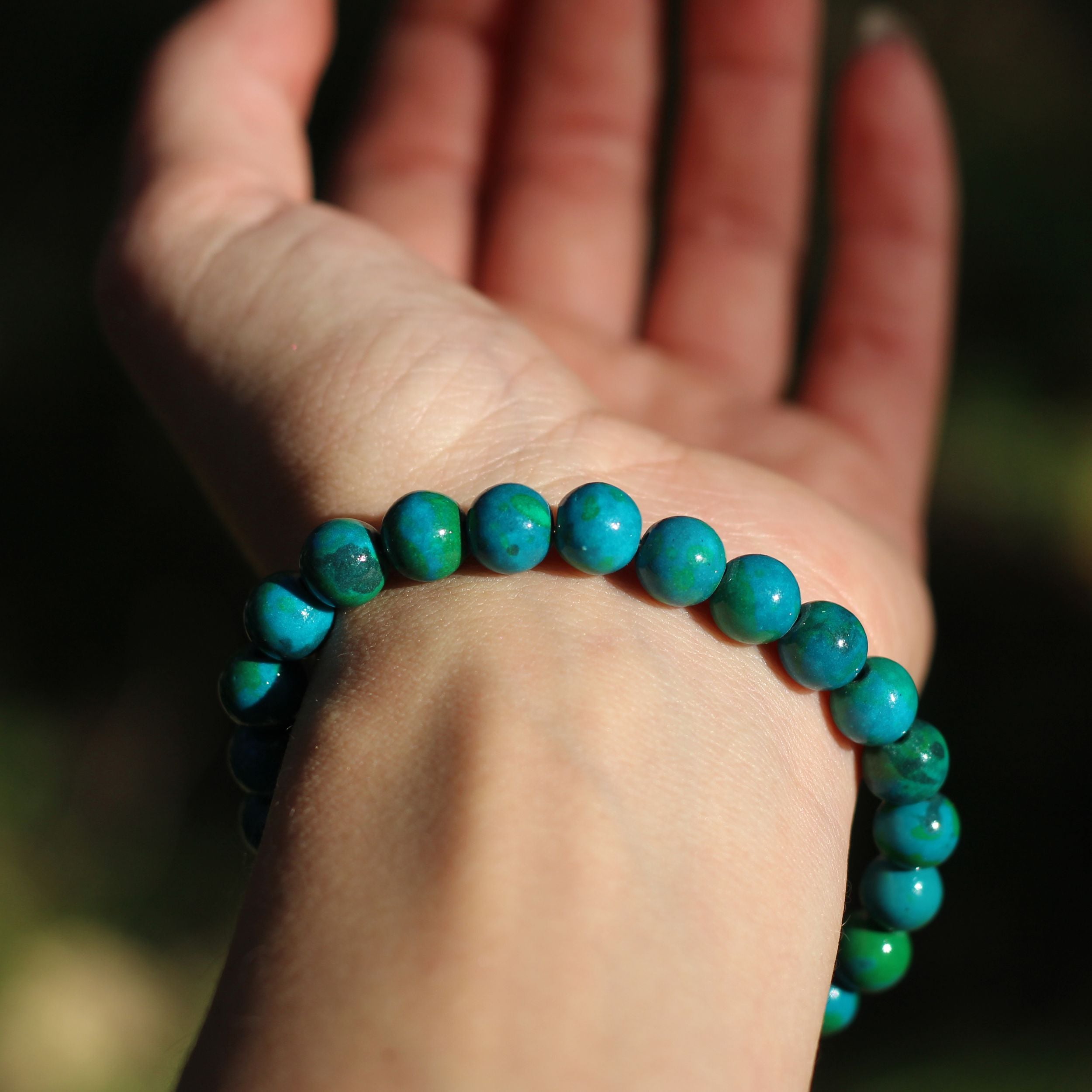 Natural Chrysocolla Stone Beaded Bracelet for Women - Healing Crystal Jewelry for Stress Relief & Positive Energy | Perfect for Meditation, Yoga & Spiritual Gifts
