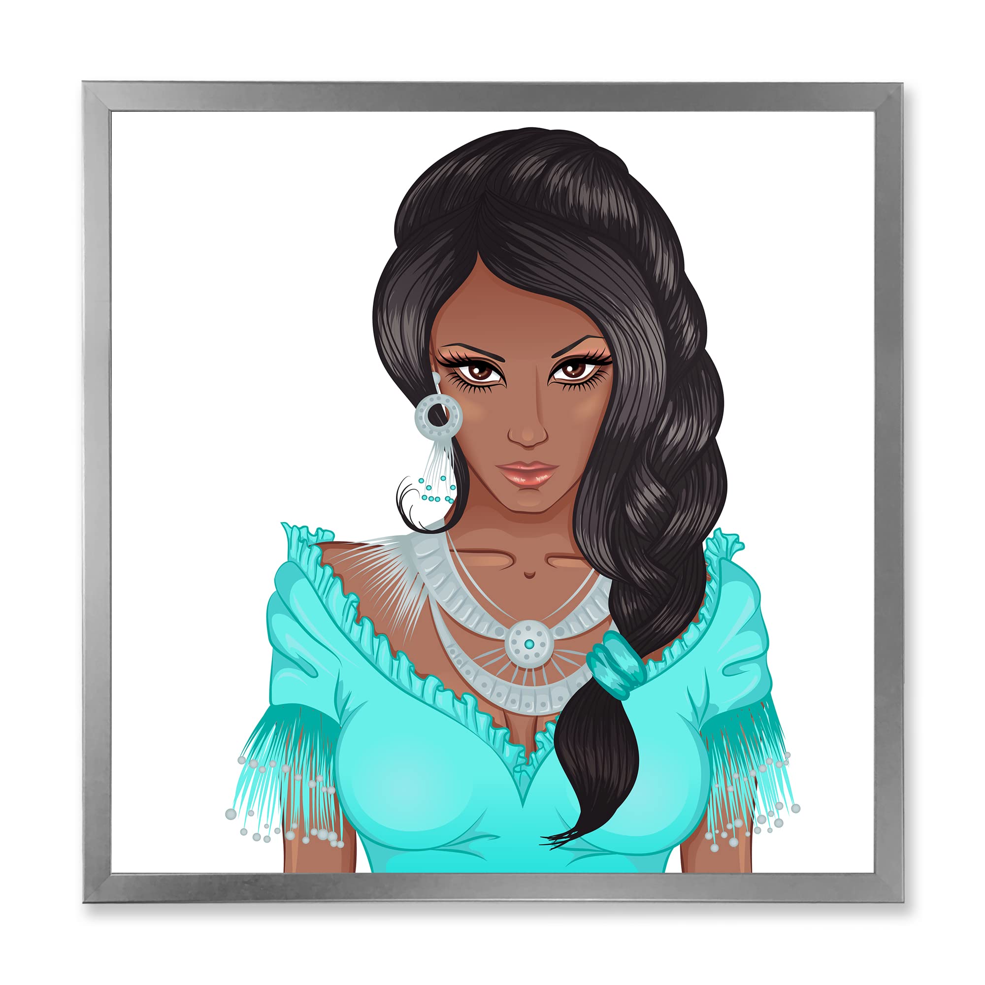 African American Woman Portrait XVI - Modern Framed Wall Art Decor for Living Room, Bedroom & Office - Black Art Prints for Home & Office Decor