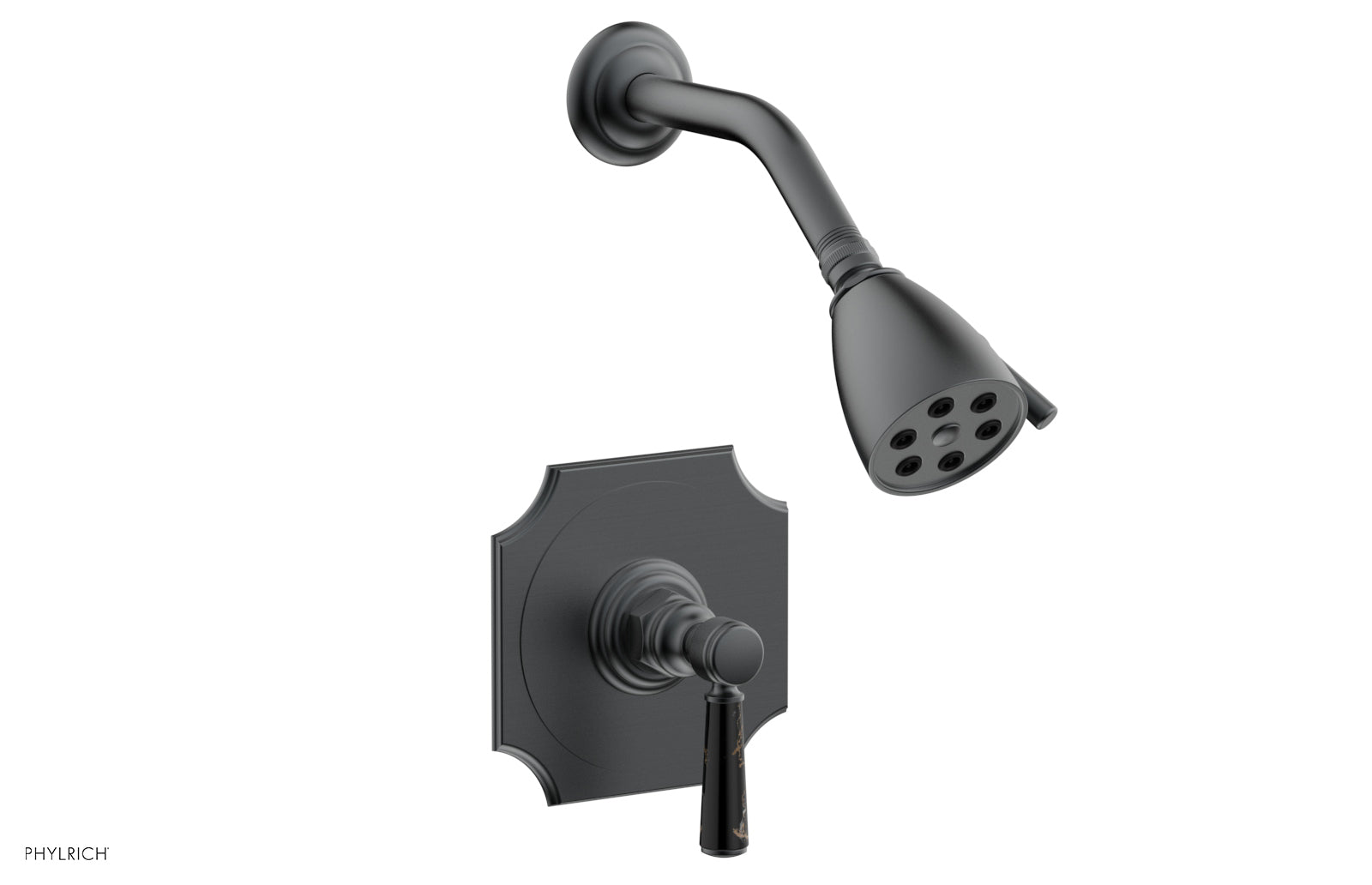 HENRI Pressure Balance Shower Set with Black Marble Handle - Model 16123 | Modern Bathroom Fixture for Spa-Like Shower Experience