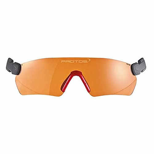Protos Integral Safety Glasses - ANSI Z87.1 Certified, Anti-Fog, UV Protection, Orange Tinted Protective Eyewear for Construction, Woodworking, and DIY Projects