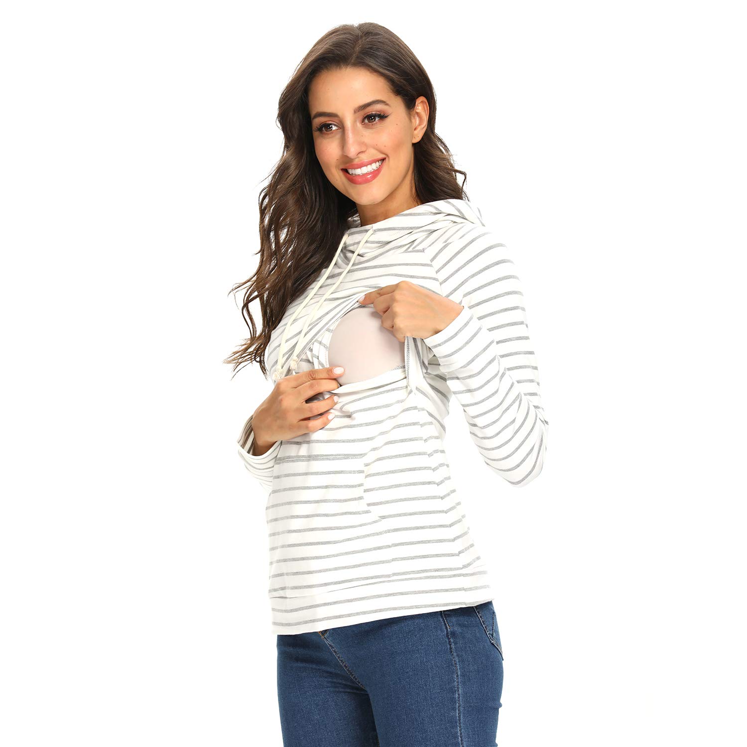L PATTERN Maternity Nursing Tops for Women - 3 Pack Short Sleeve Crew Neck Breastfeeding Shirts in Navy Blue | Comfortable Pregnancy & Nursing Wear for Everyday Use, Work & Outings