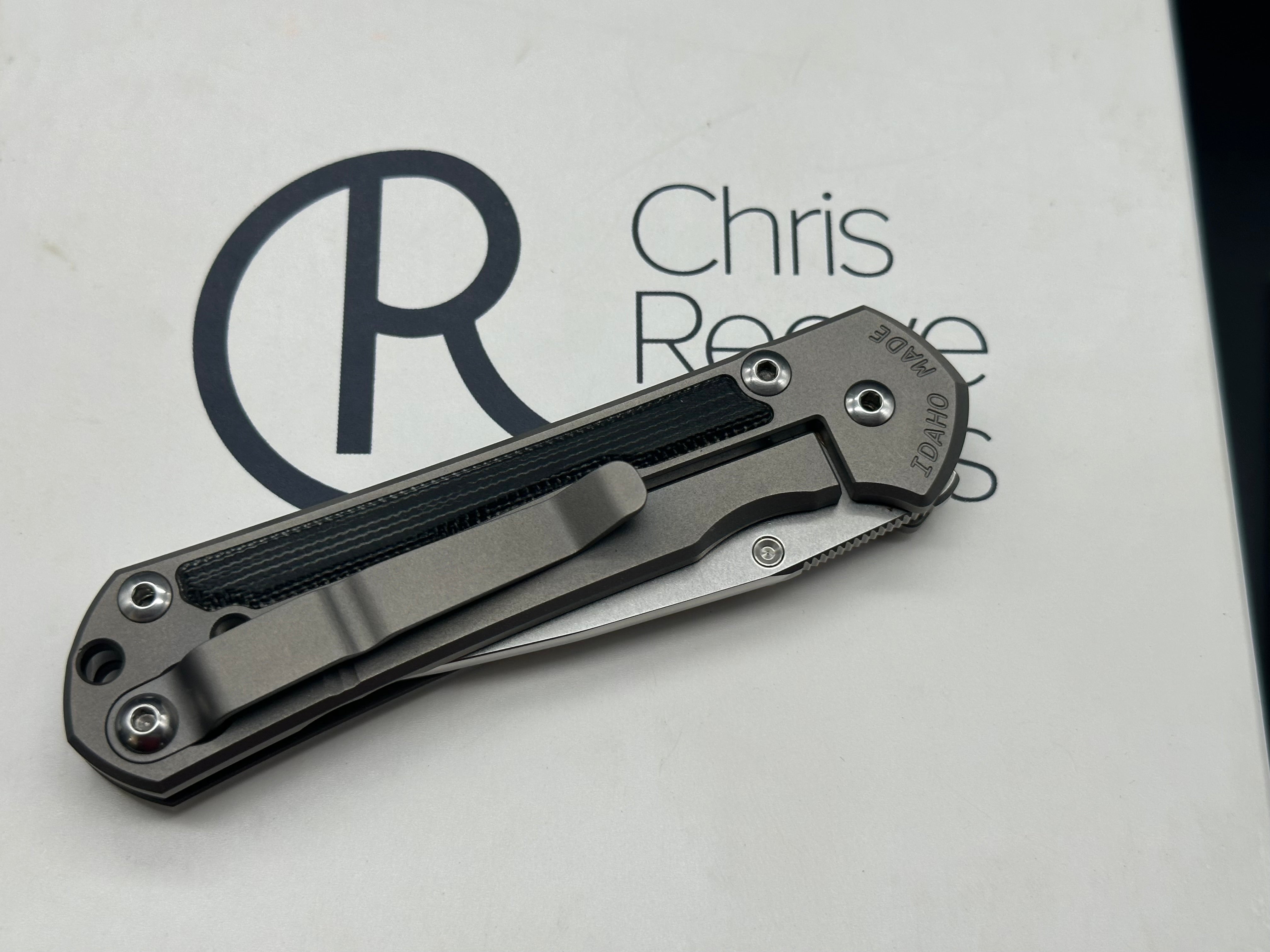 Chris Reeve Knives CRK Small Sebenza 31 Folding Pocket Knife - Black Canvas Micarta Handle, Drop Point Blade - EDC, Outdoor, Camping, Survival Gear