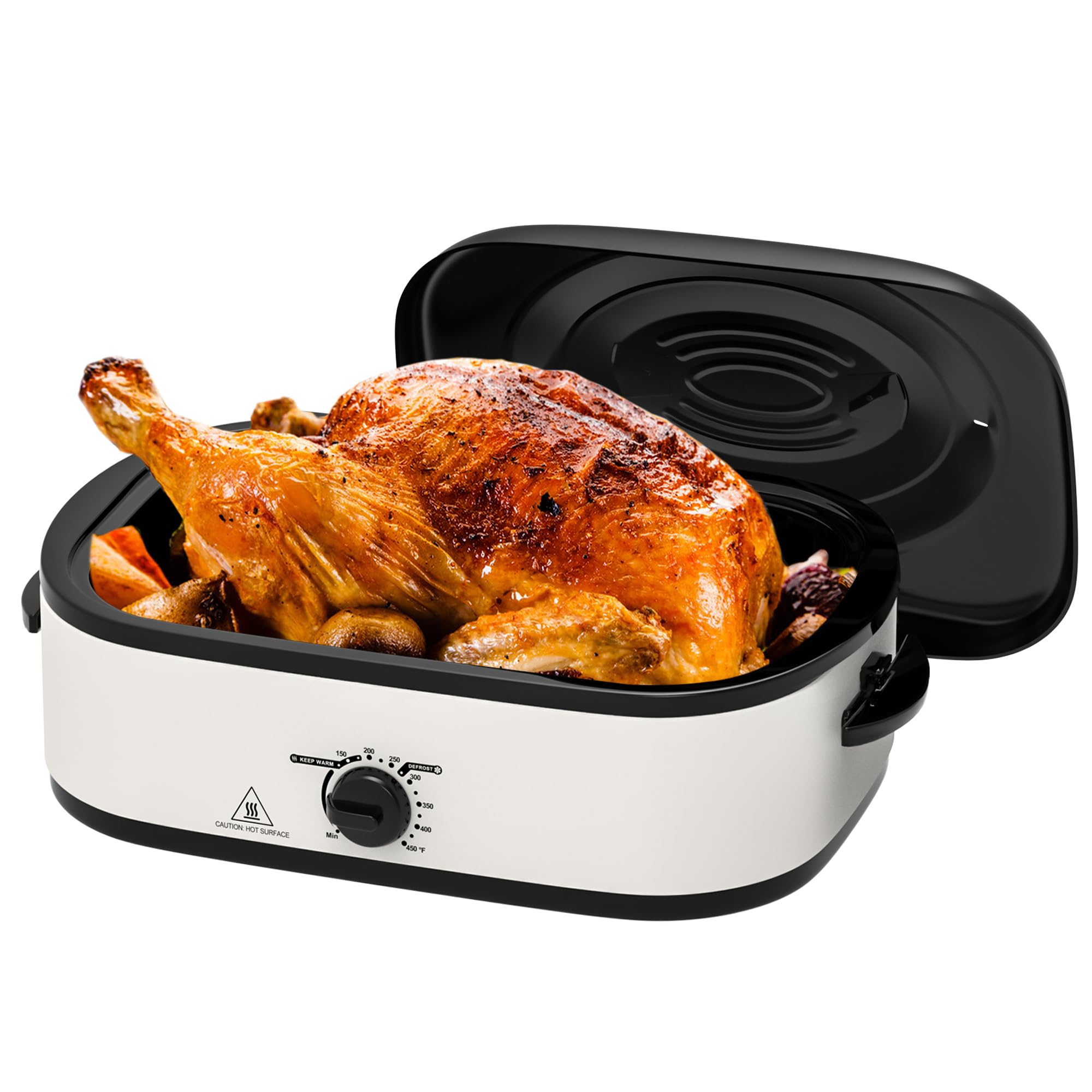 14 Quart Electric Roaster Oven with Self-Basting Lid & Stainless Steel Pan - Perfect for Thanksgiving Turkey, Holiday Roasts, and Large Family Gatherings