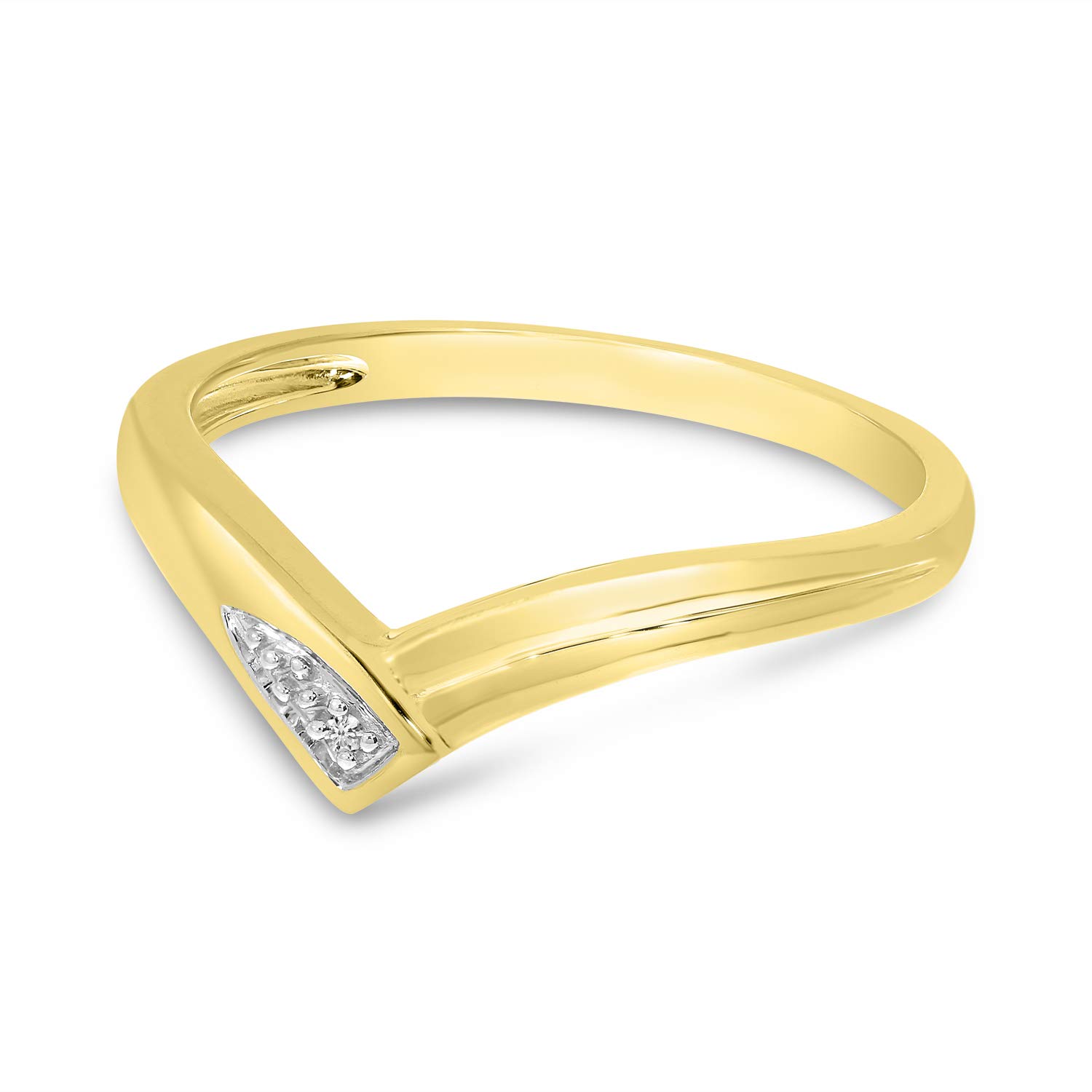 10K Yellow Gold Diamond Chevron Ring for Women - Elegant Stackable Wedding Band, Anniversary Gift, Promise Ring - Perfect for Everyday Wear & Special Occasions