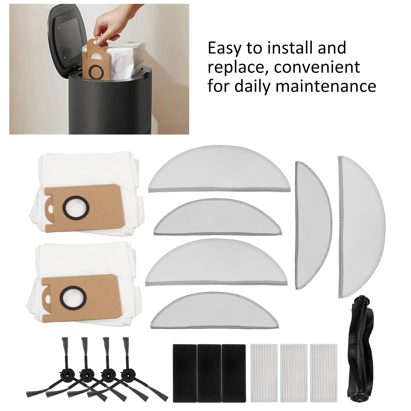 R1 Vacuum Replacement Kit - 4 Brushes, 3 Filters, 1 Roller - for Home Cleaning
