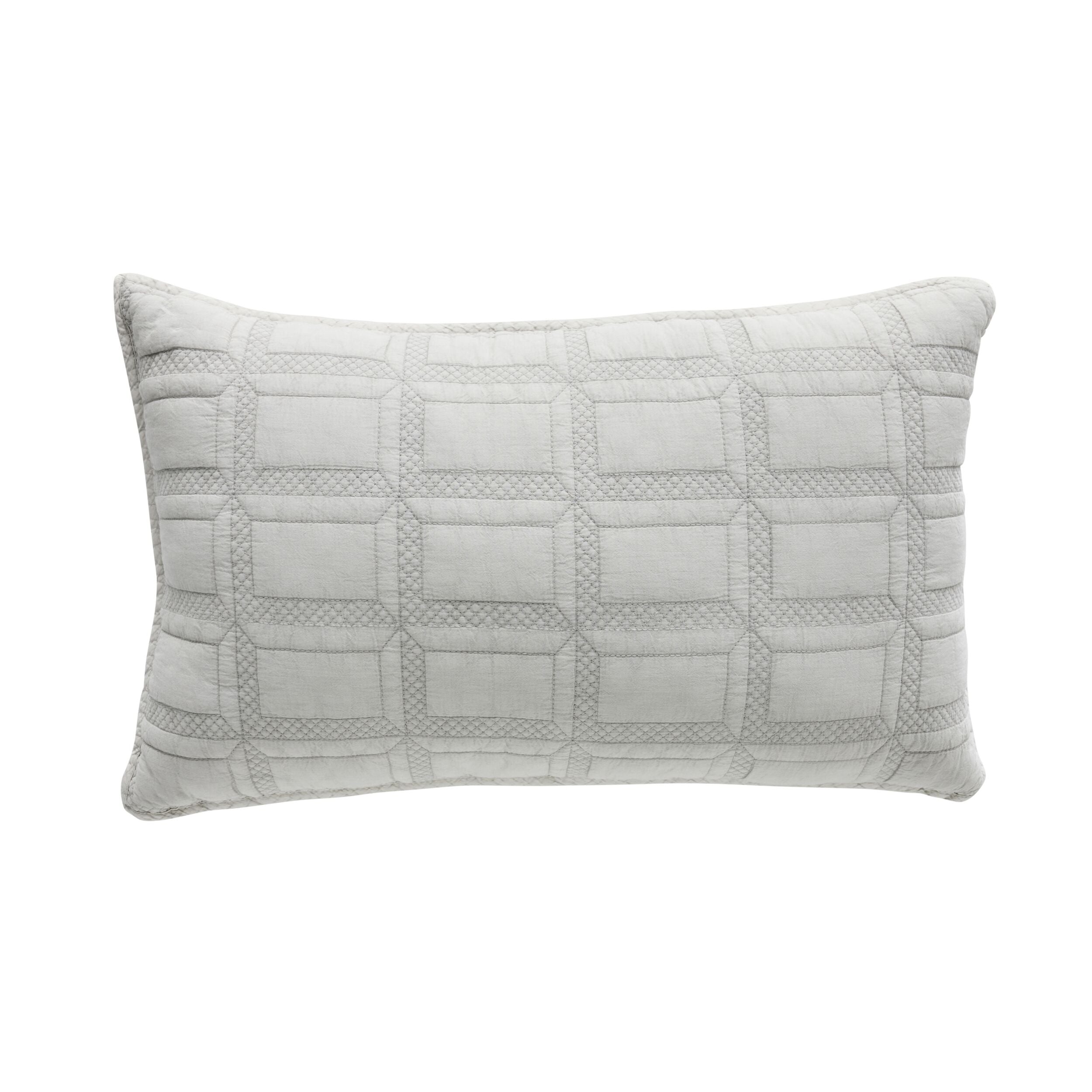 Asher Soft Washed Voile Quilted Cushion Cover - 35x55cm Light Gray Decorative Pillow Case for Sofa, Bed, Chair - Home Decor & Living Room Accessories