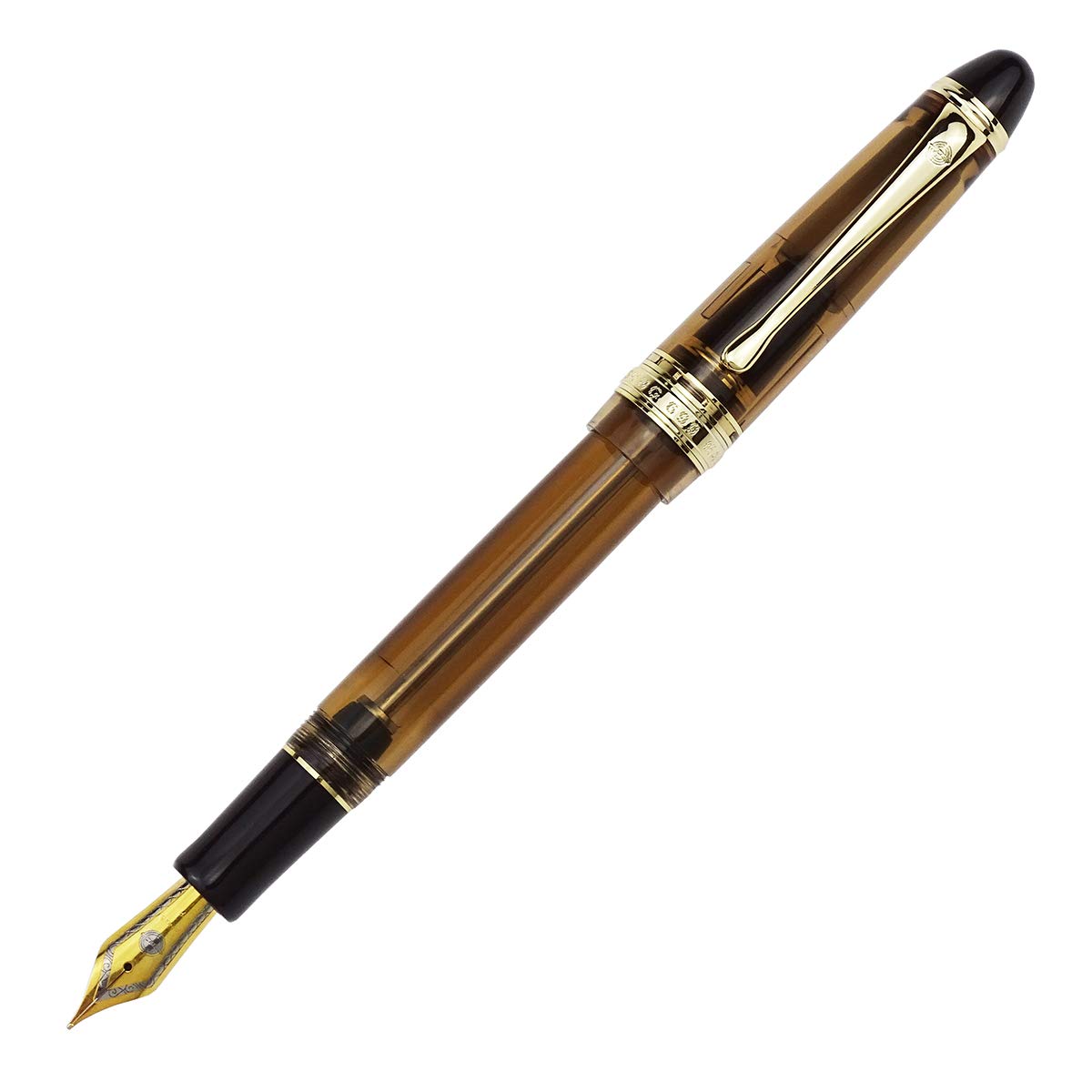 Lanxivi Yongsheng 699 Vacuum Fountain Pen - Extra Fine Nib, Brown Acrylic for Office & Calligraphy