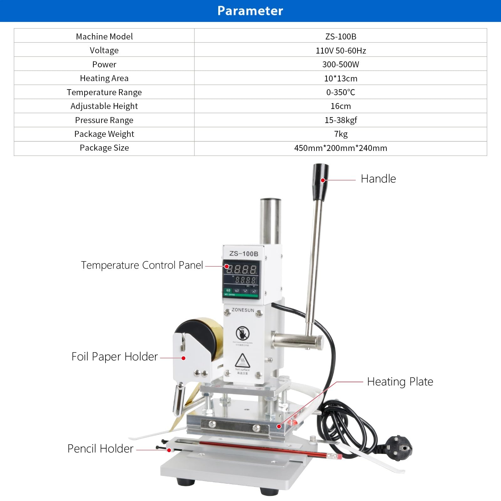 ZS-100B Dual Use Hot Foil Stamping Machine - Manual Gold Foil Embosser for Leather, Paper, Wood & DIY Crafts - Perfect for Customizing Notebooks, Cards & Leather Goods