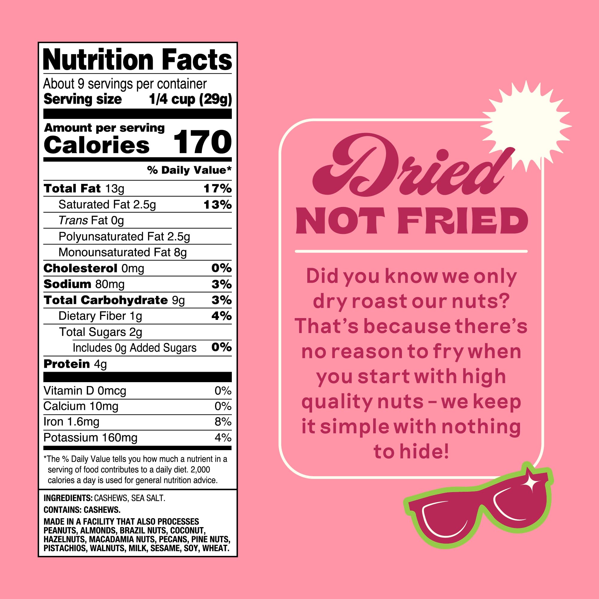 Organic Jumbo Cashews - Dry Roasted with Sea Salt, Non-GMO, High Protein Healthy Snacks, 9 Ounce (Pack of 9) | Perfect for Keto Diet, Vegan Snacking & On-the-Go Nutrition
