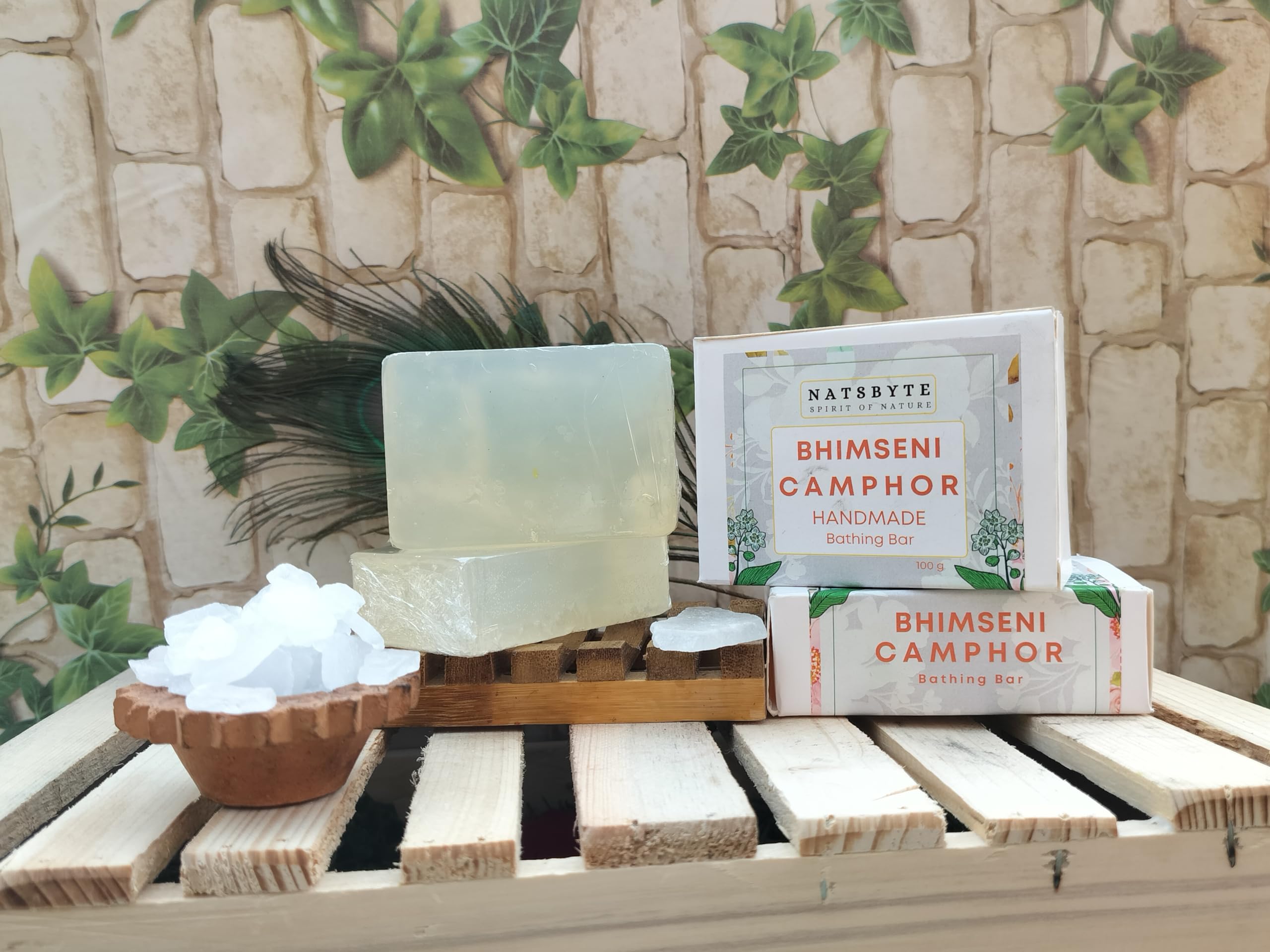 NATSBYTE Organic Camphor Bath Soap - 100% Natural Handmade Chemical-Free Soap for Men & Women (Pack of 2) | Gentle Cleansing for Sensitive Skin, Relaxing Aromatherapy Bath & Shower, Perfect for Daily Skincare Routine