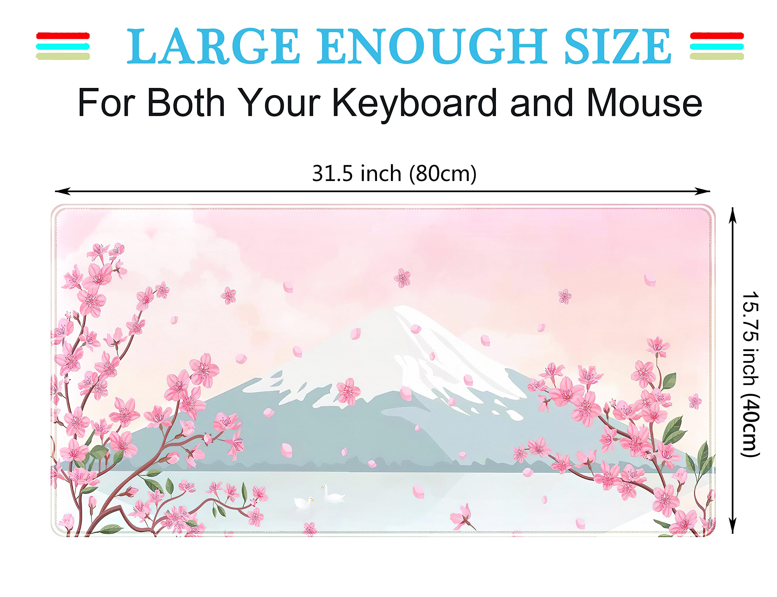 Japanese Cherry Blossom Pastel Pink XXL Gaming Mouse Pad (31.5