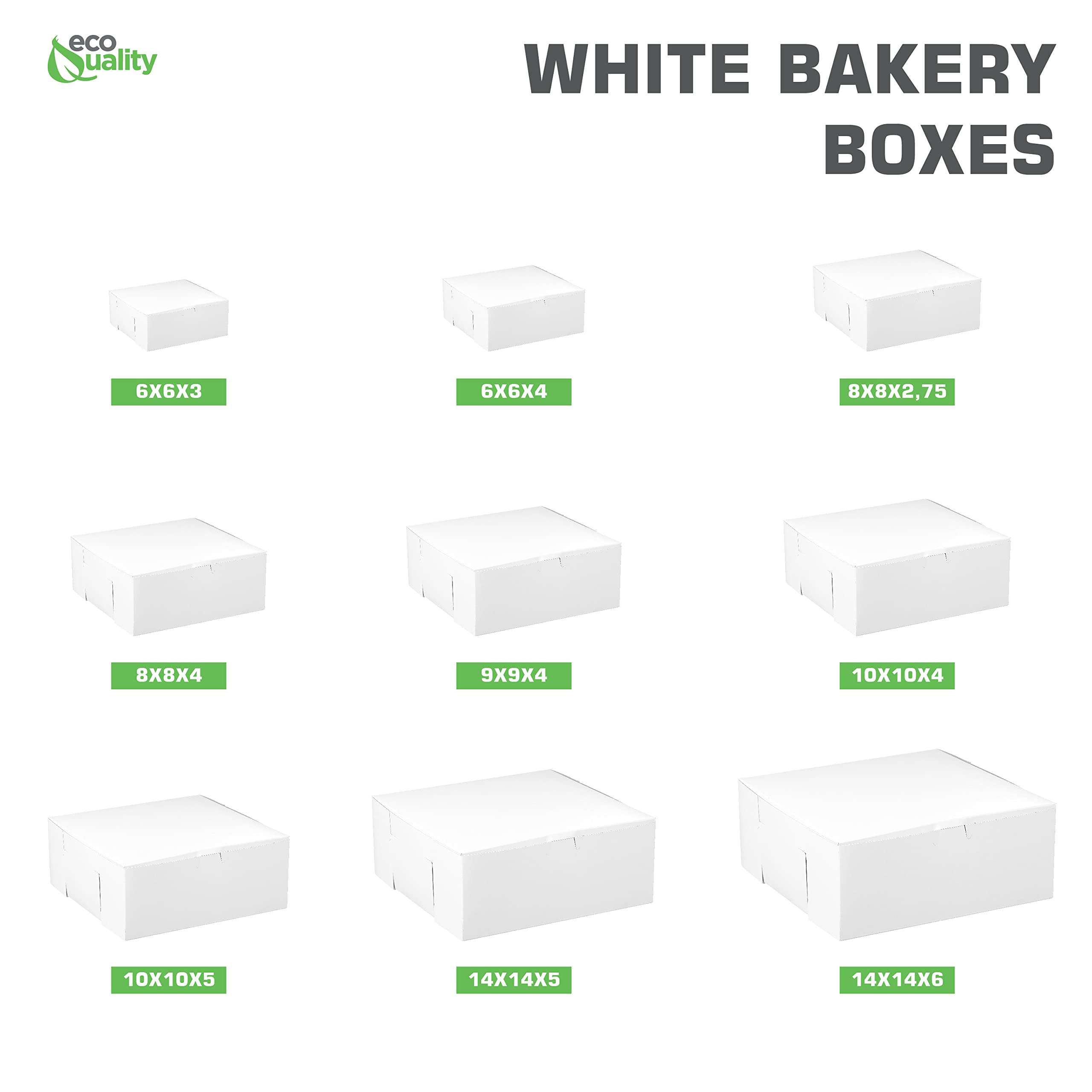 Eco-Friendly White Kraft Bakery Pastry Boxes 10x10x4 Inches - Recyclable Paperboard Gift Packaging for Cookies, Cakes, Pies - Perfect for Home Bakeries, Retail Stores, Baby Showers & Party Favors (100 Pack)