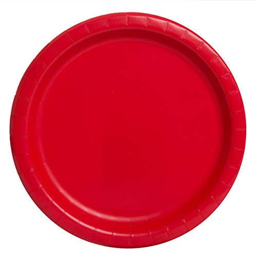 Ruby Red 7 Inch Round Disposable Dessert Plates - Pack of 20 - Sturdy Paper Party Plates for Birthday Cakes, Cupcakes, Cookies & Appetizers - Perfect for Birthday Parties, Baby Showers, Weddings & Holiday Celebrations