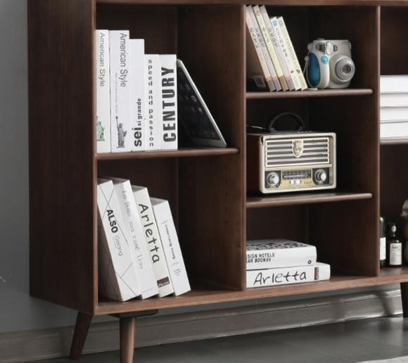 Solid Wood Bookcase with Storage - Modern Bookshelf for Home, Office & Library - Display & Organize Books, Decor & Collectibles