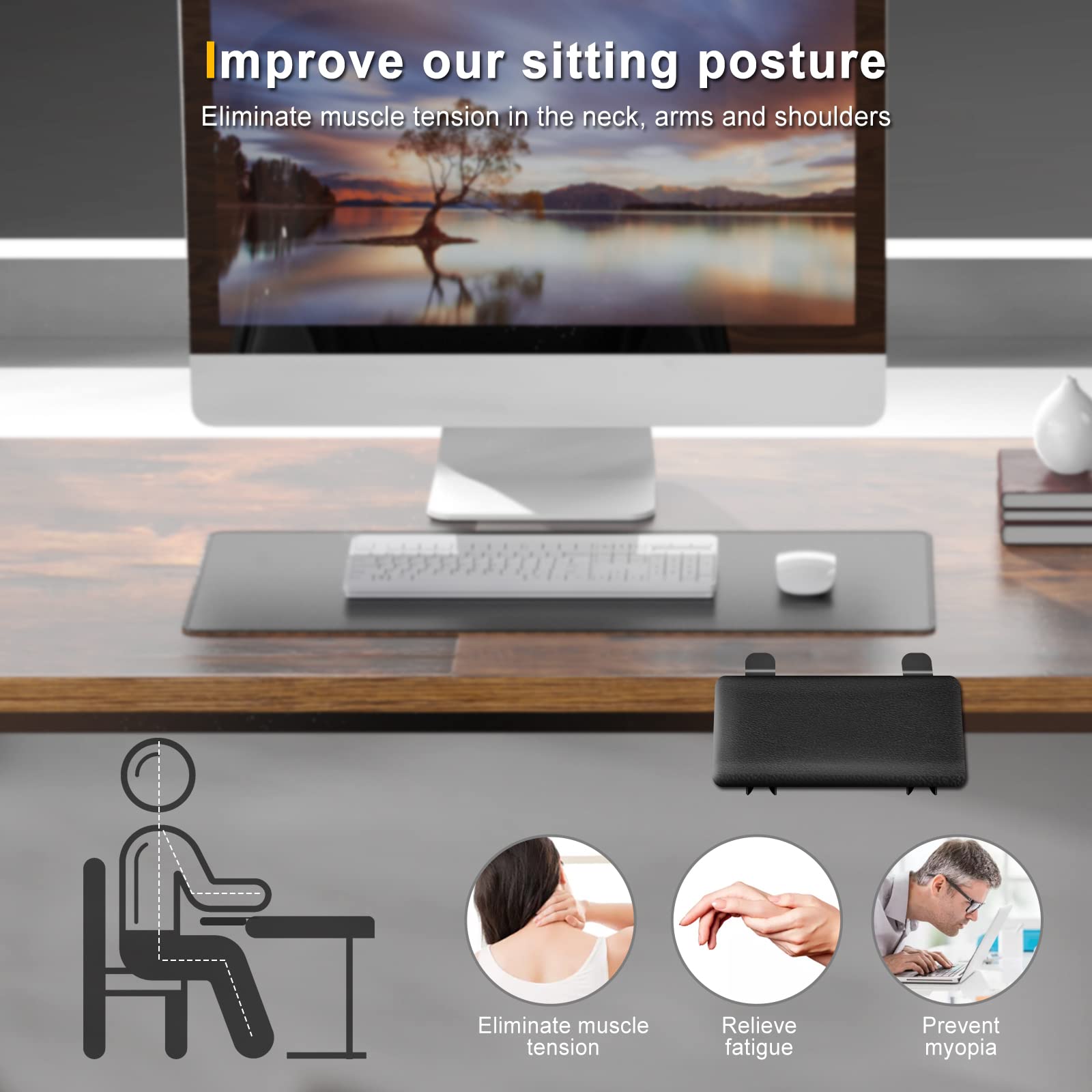 Adjustable Ergonomic Arm Rest for Desk - Rotating Mouse Pad Holder & Computer Desk Support - Perfect for Office Chairs, Gaming Setups & Home Workstations